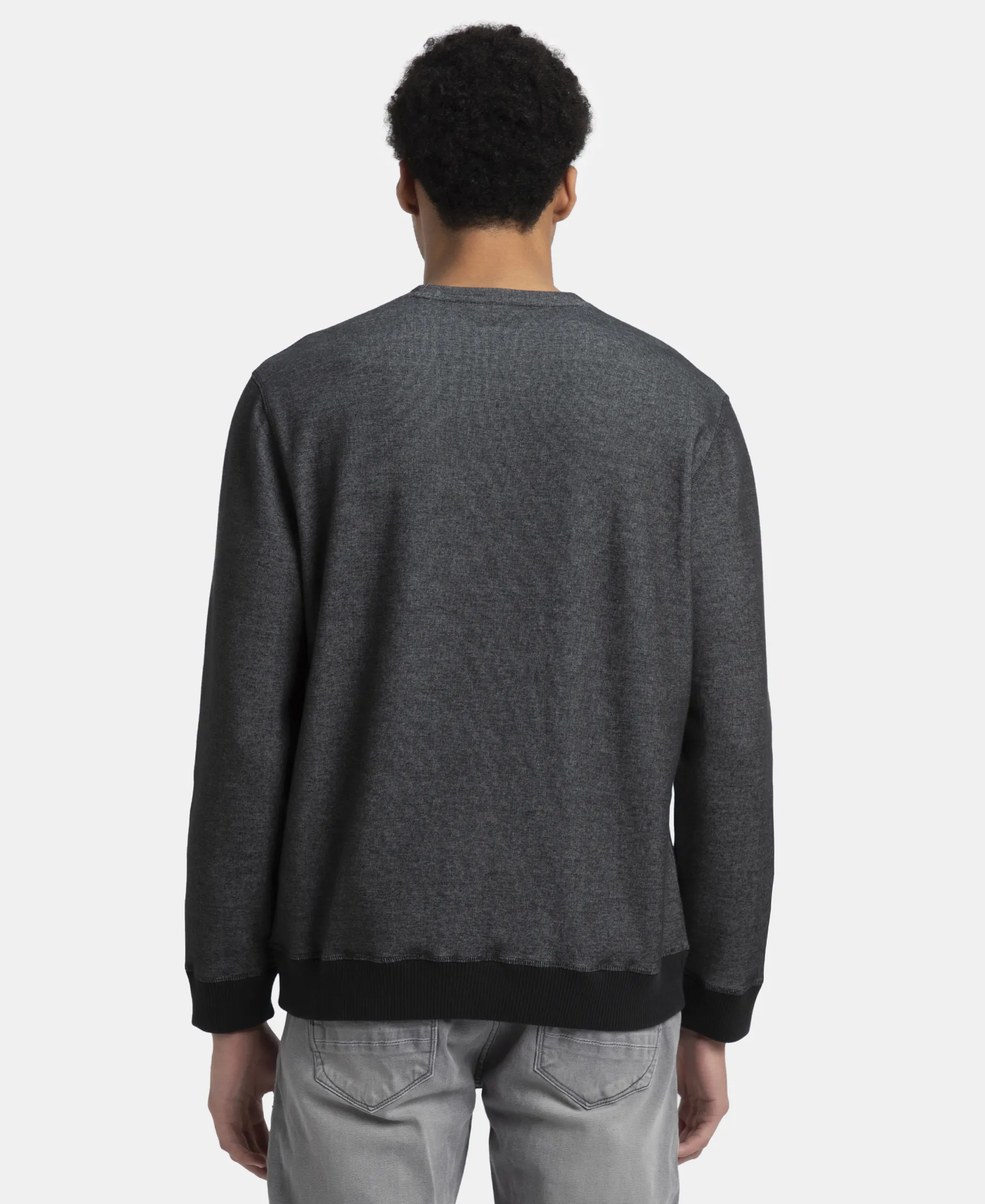 Super Combed Cotton Rich Sweatshirt with Ribbed Cuffs - Black - Image 3