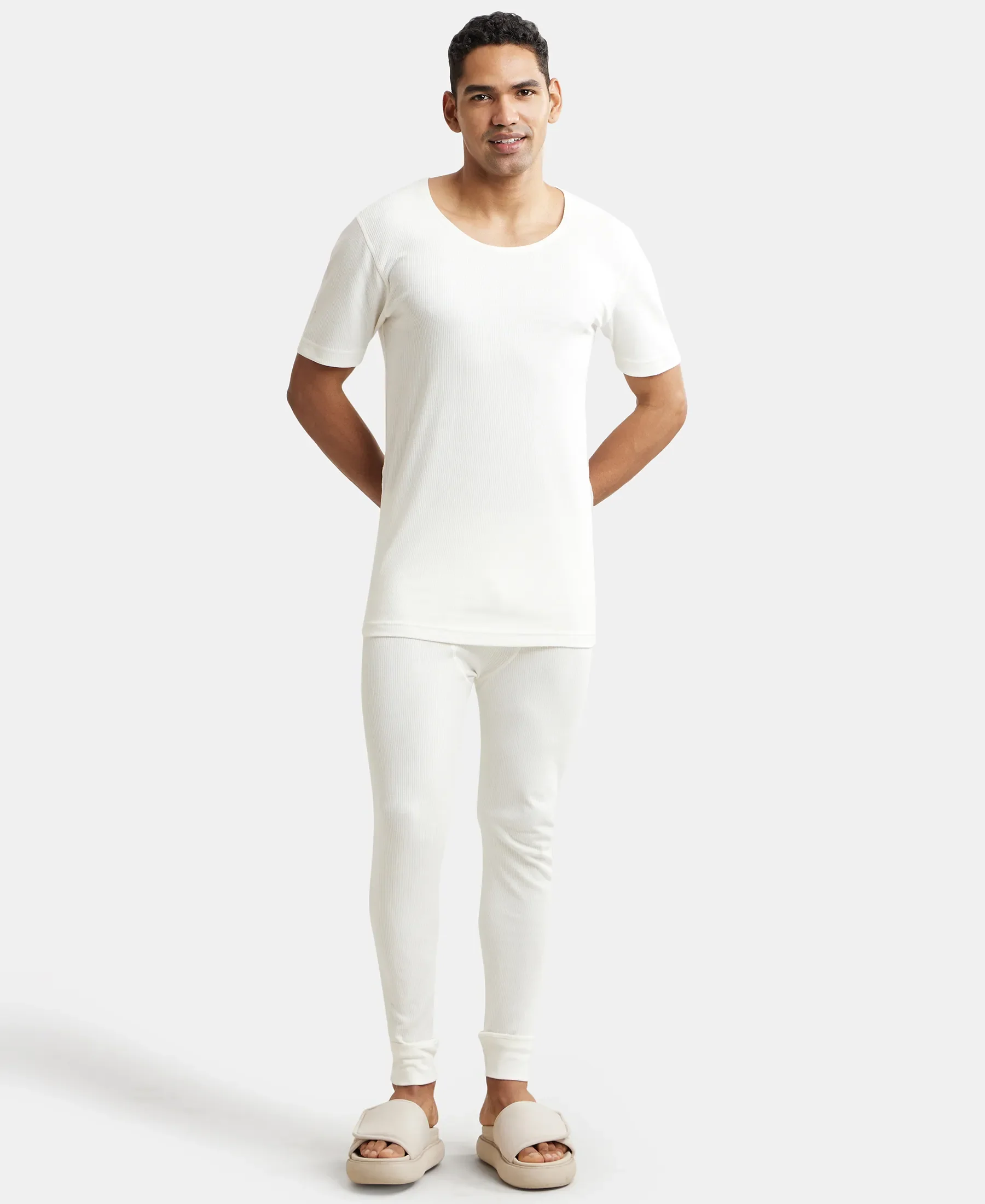 Extra Warmth Super Combed Cotton Rich Thermal Long Johns with StayWarm Technology - Off White - Image 4