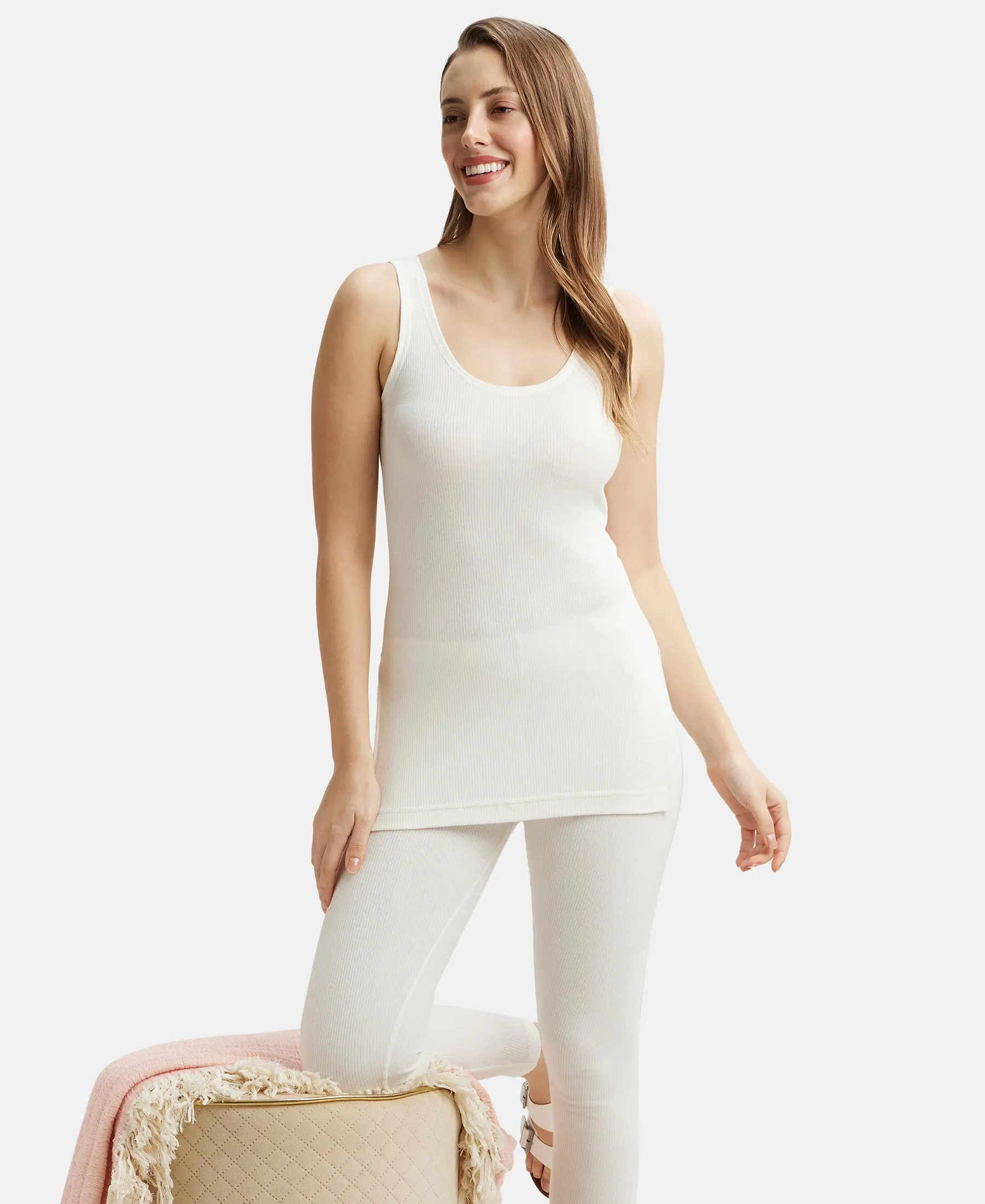 Extra Warmth Super Combed Cotton Rich Thermal Tank Top with StayWarm Technology - Off White - Image 6