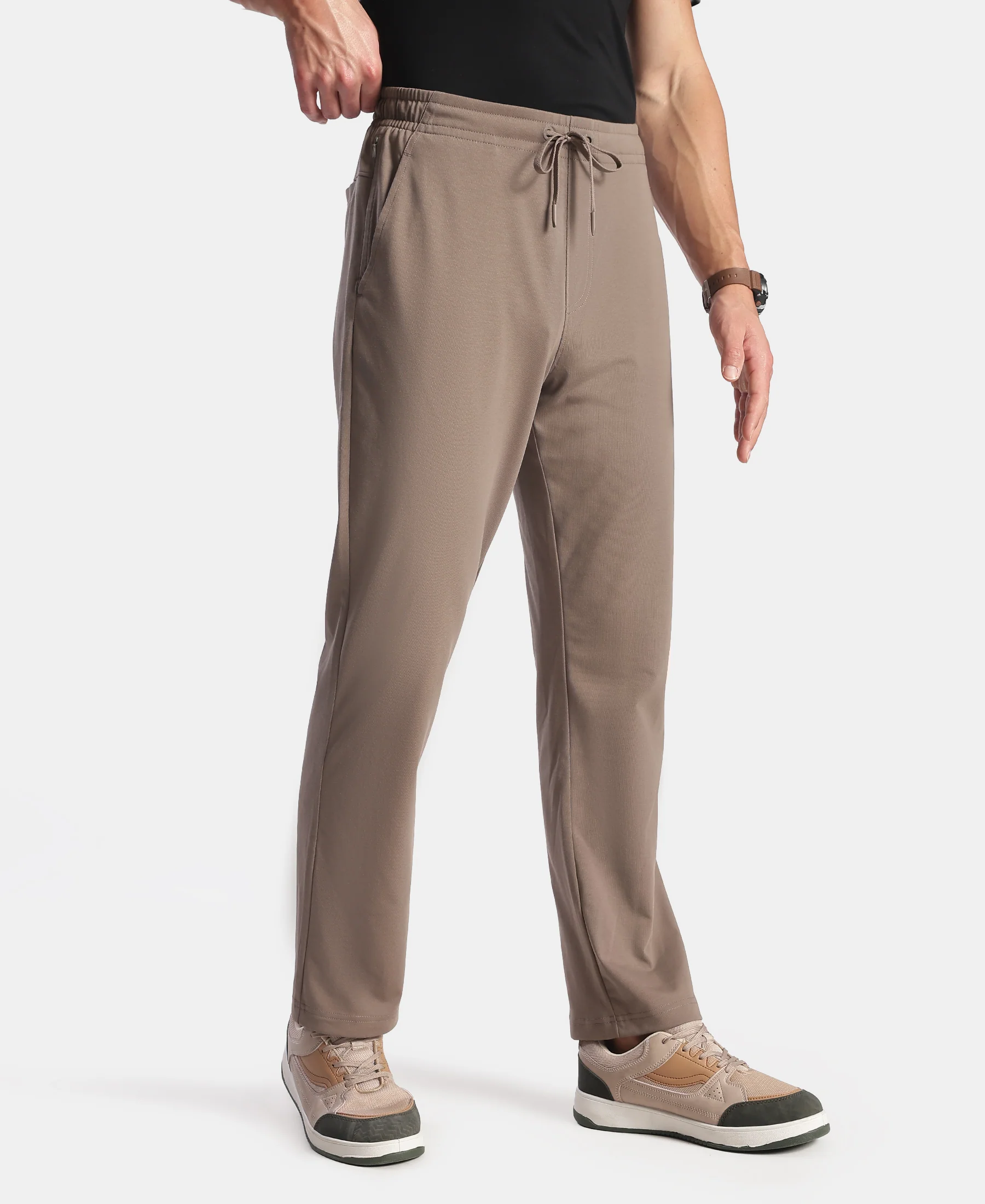 Super Combed Cotton Rich Trackpant with Pockets and StayFresh Treatment - Dark Khaki - Image 2