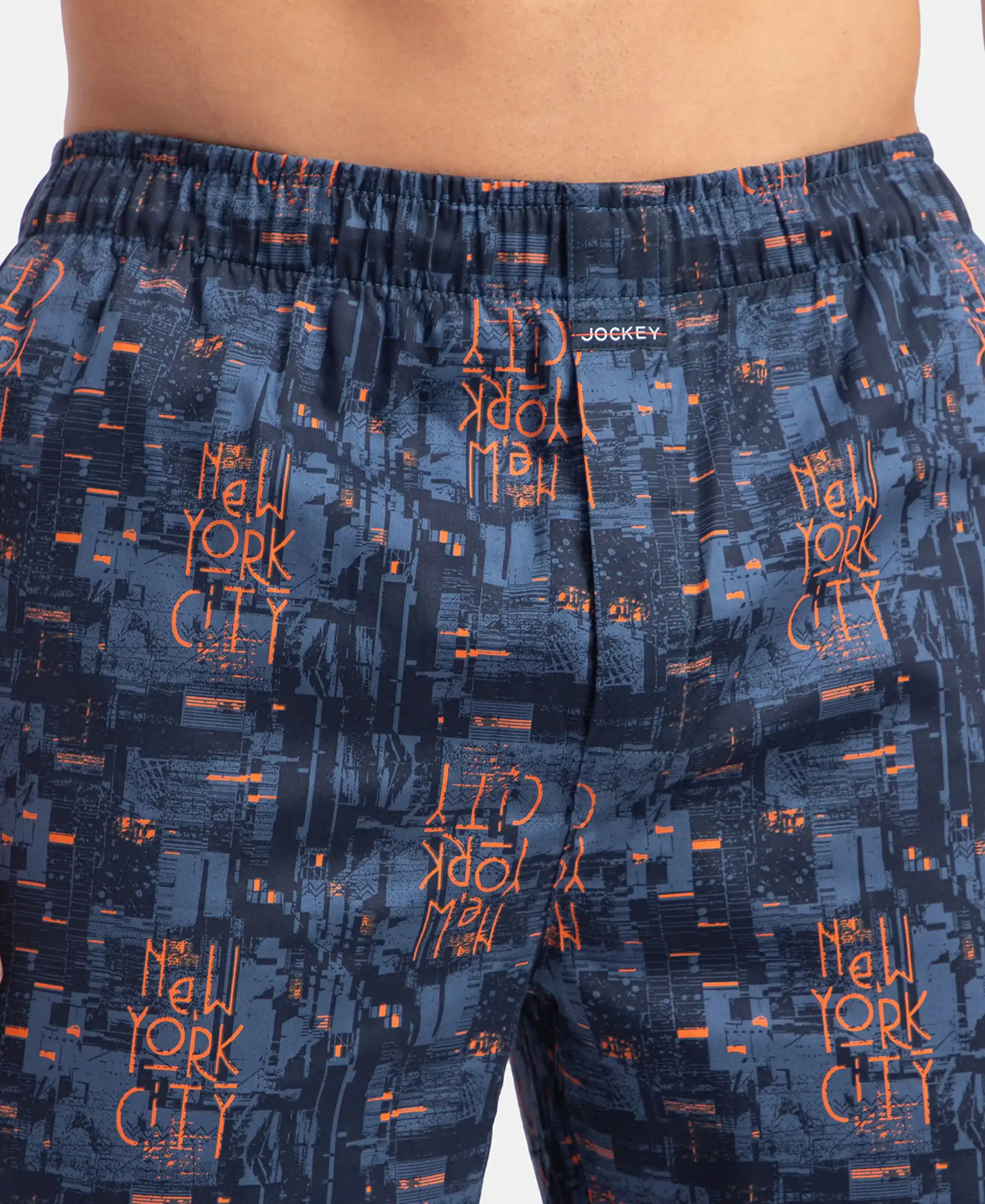 Super Combed Cotton Satin Weave Printed Boxer Shorts with Side Pocket - Navy - Image 8