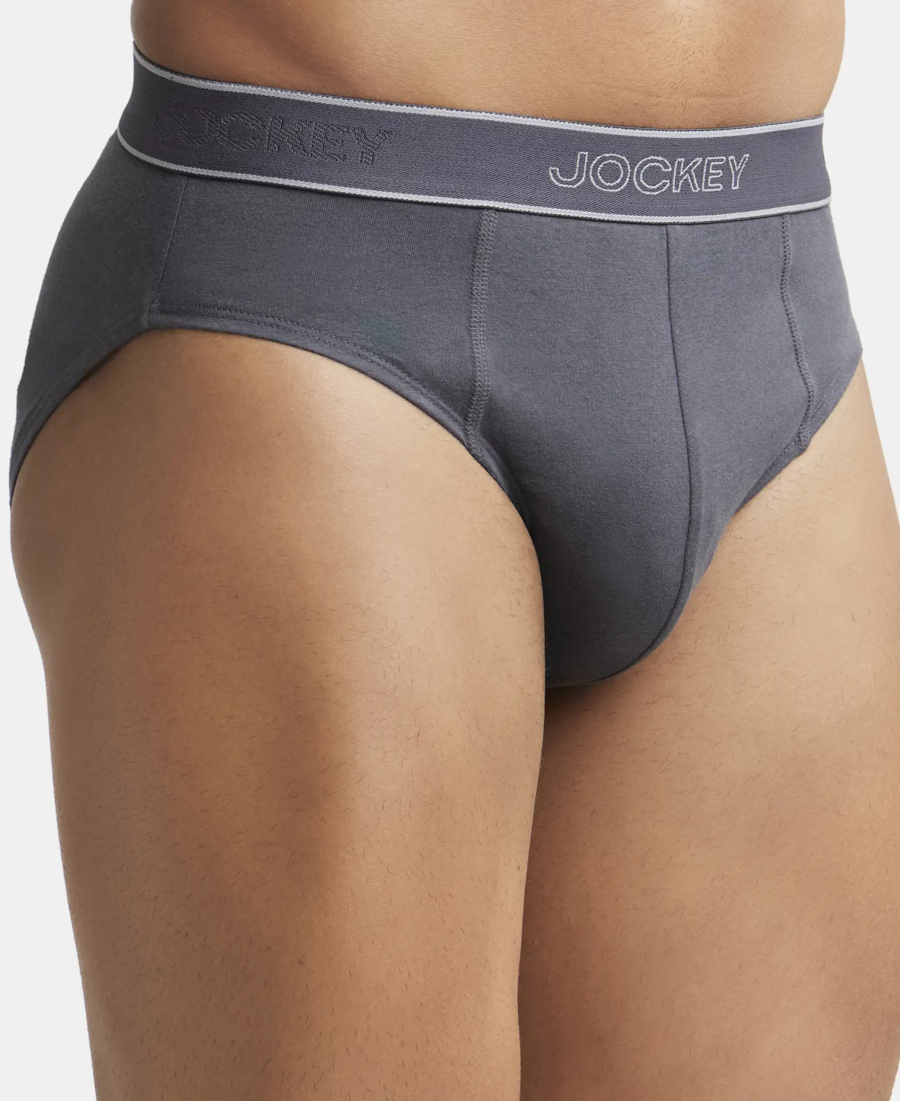 Super Combed Cotton Solid Brief with Stay Fresh Treatment - Asphalt - Image 6