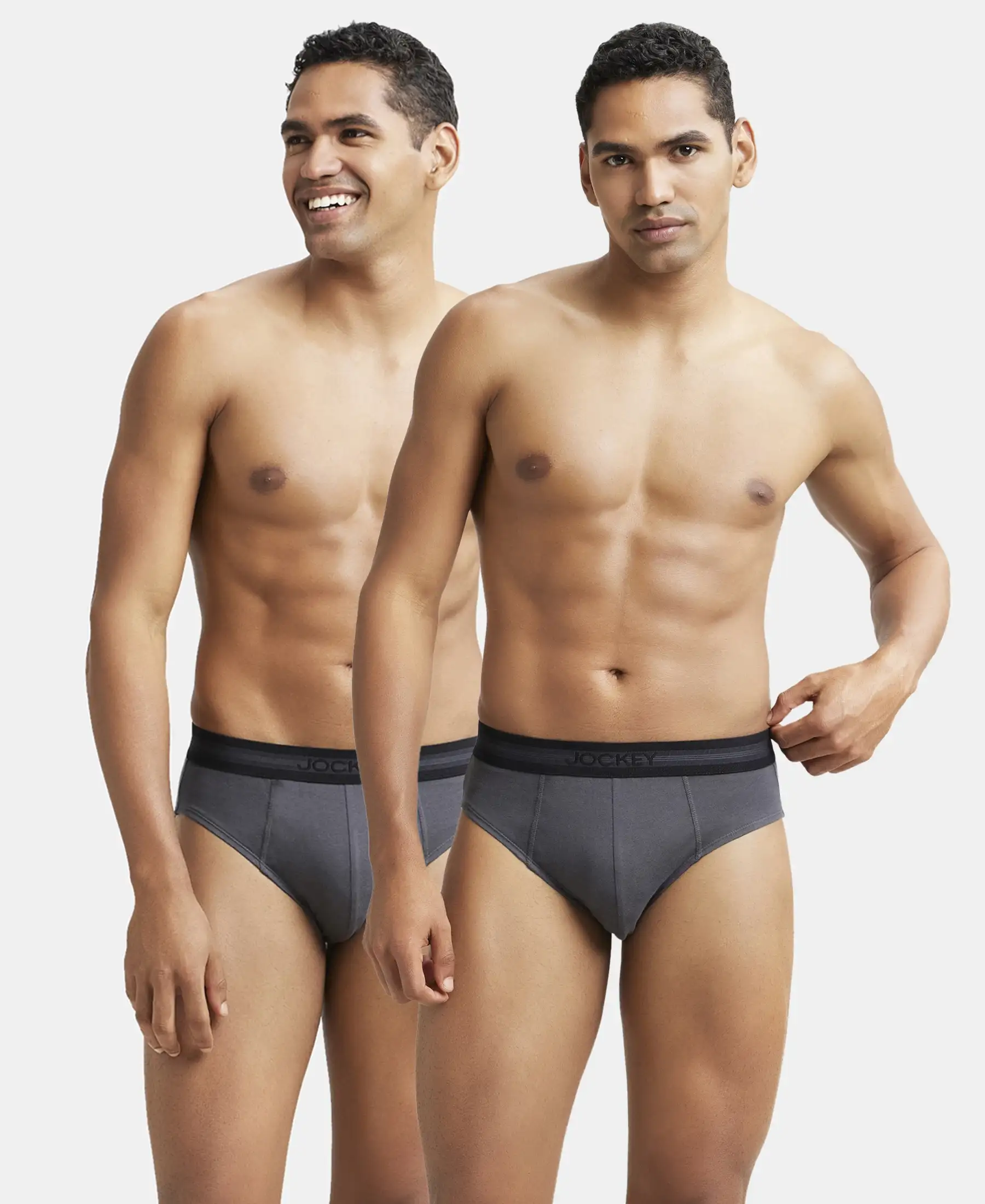 Super Combed Cotton Solid Brief with Stay Fresh Treatment - Asphalt (Pack of 2) - Image 5