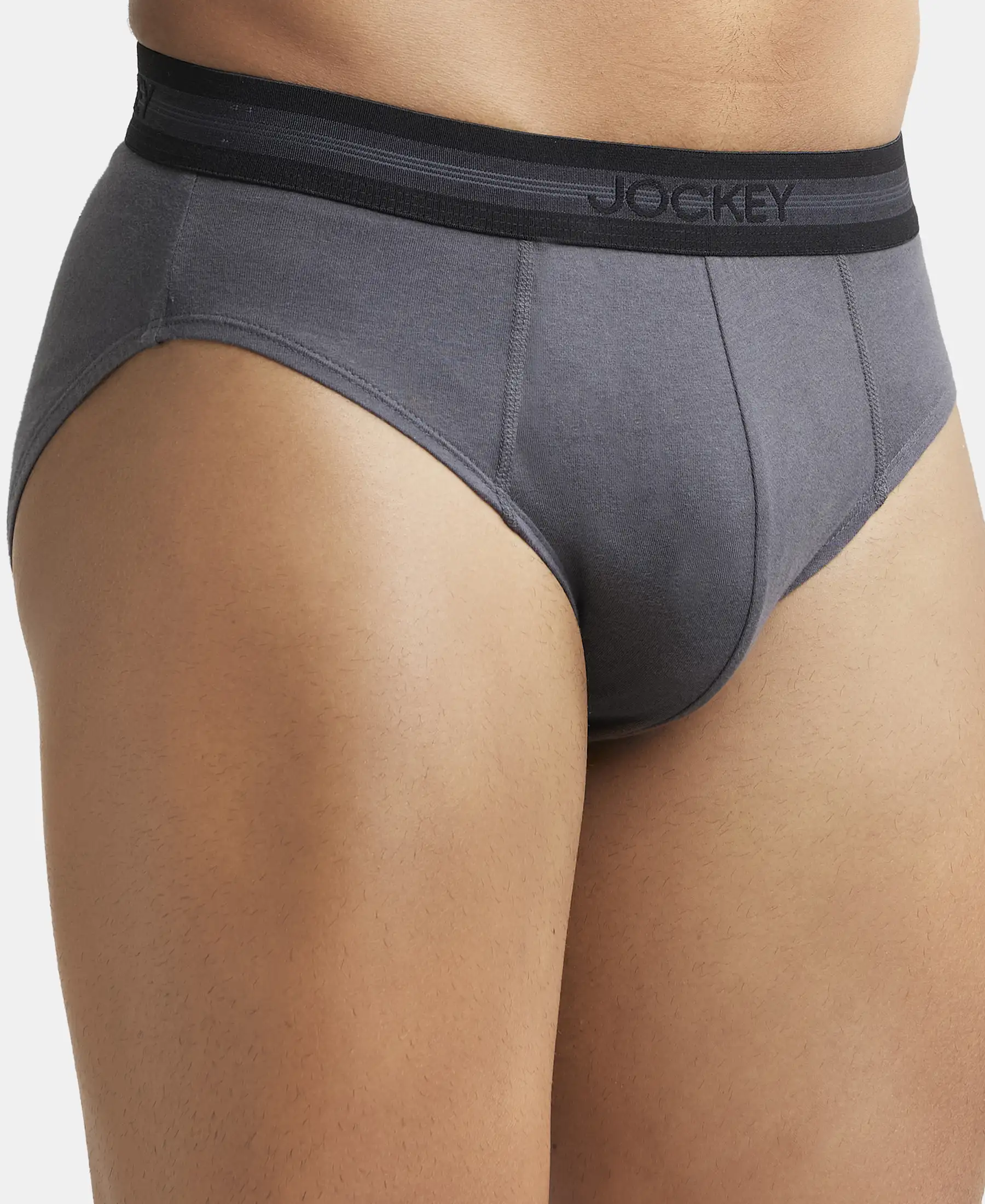 Super Combed Cotton Solid Brief with Stay Fresh Treatment - Asphalt (Pack of 2) - Image 6