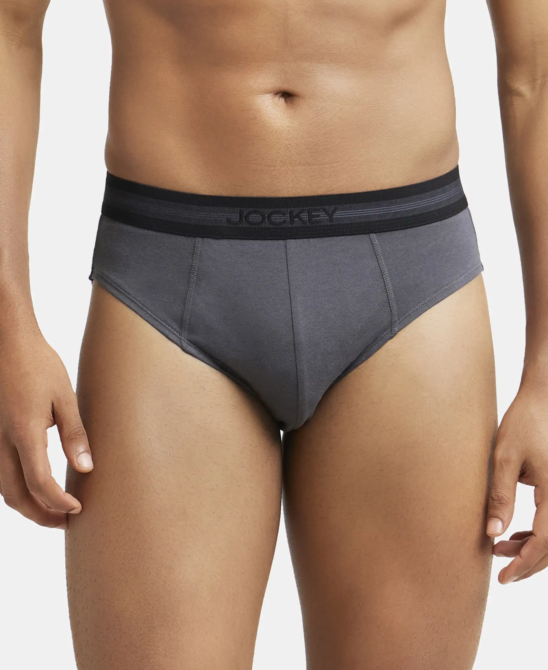 Super Combed Cotton Solid Brief with Stay Fresh Treatment - Asphalt (Pack of 2) - Image 7