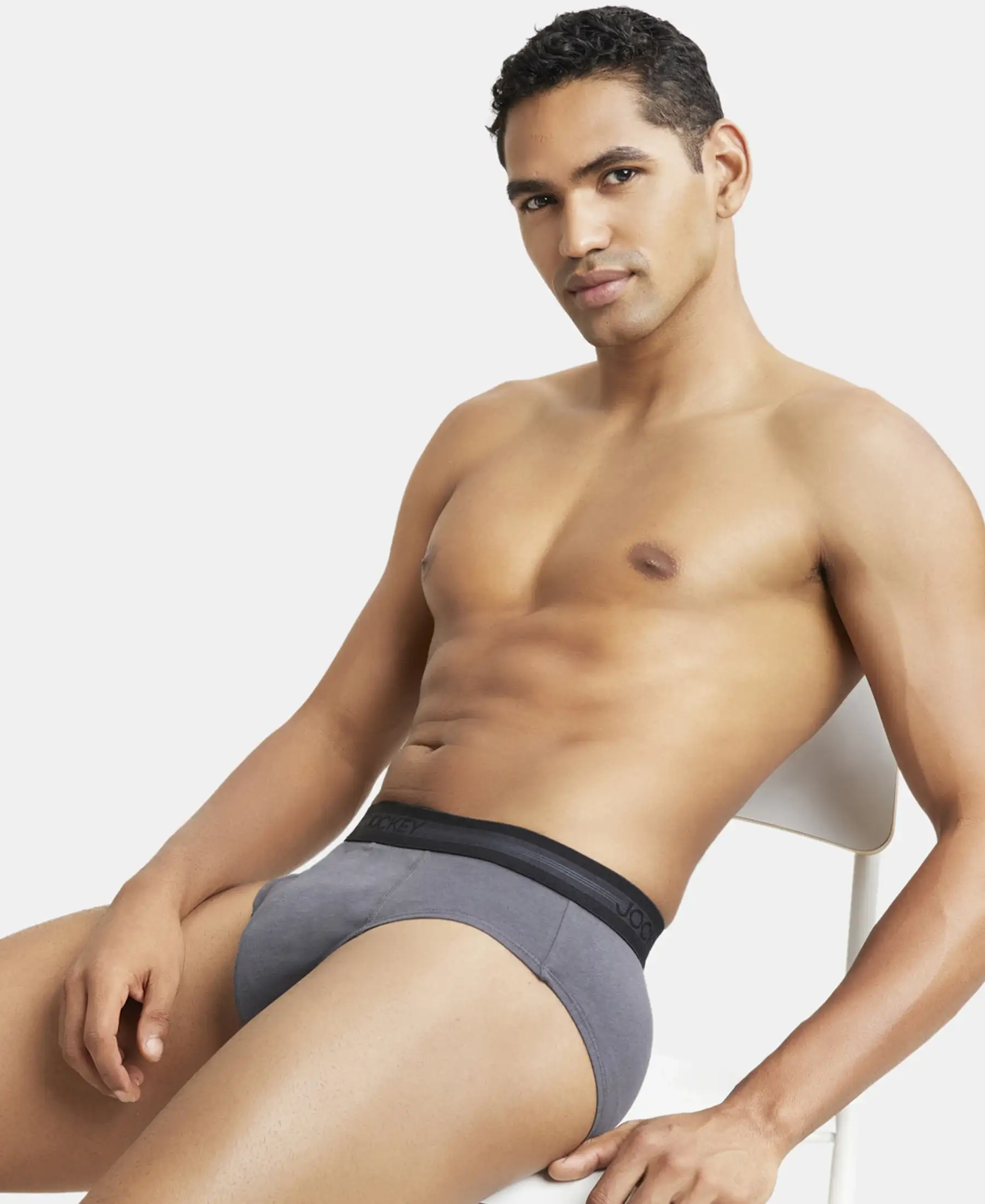 Super Combed Cotton Solid Brief with Stay Fresh Treatment - Asphalt (Pack of 2) - Image 8