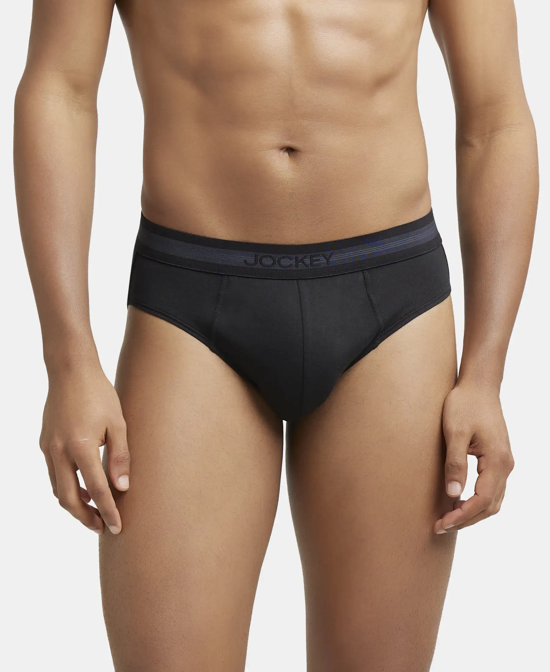 Super Combed Cotton Solid Brief with Stay Fresh Treatment - Black