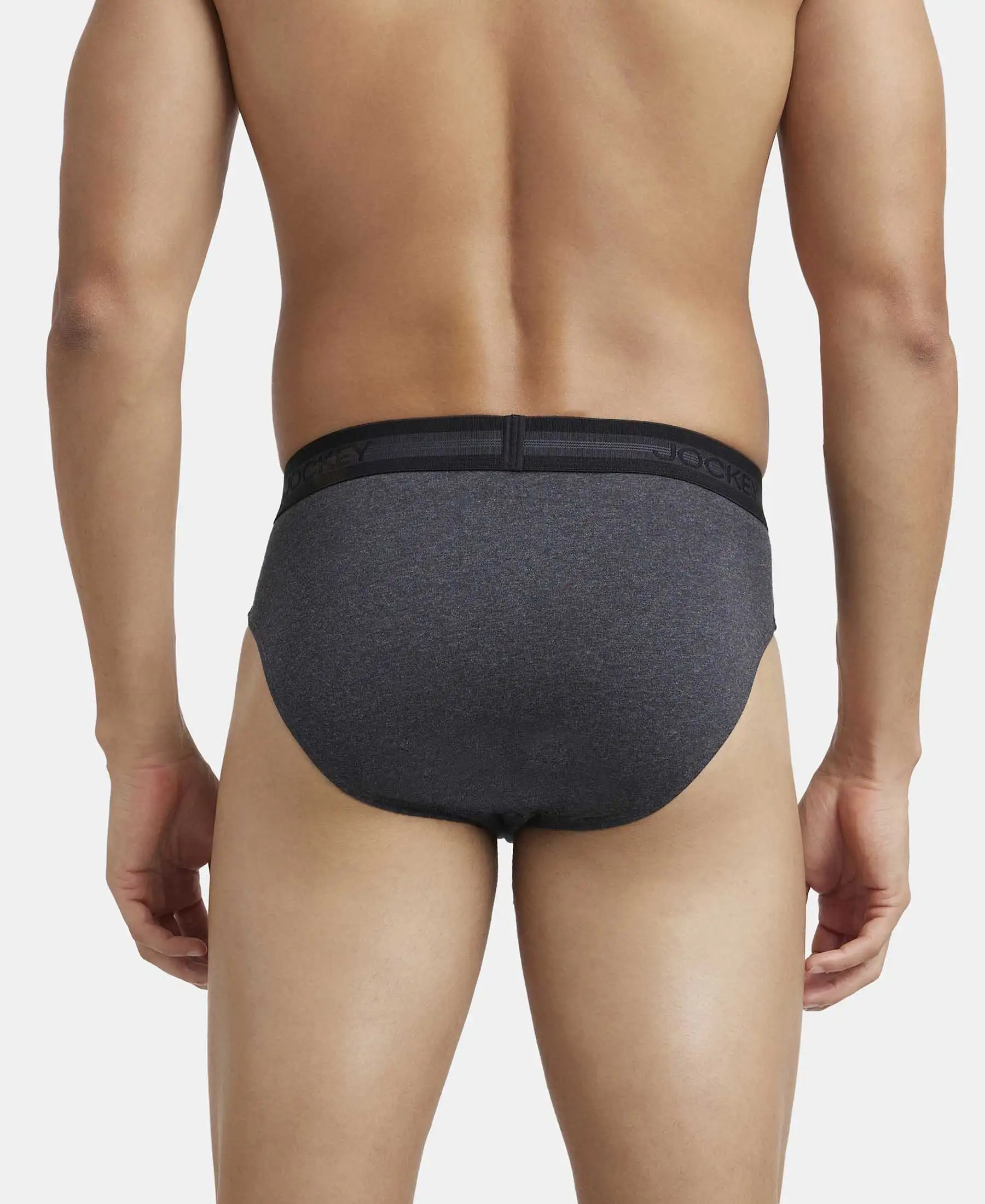 Super Combed Cotton Solid Brief with Stay Fresh Treatment - Black Melange - Image 3