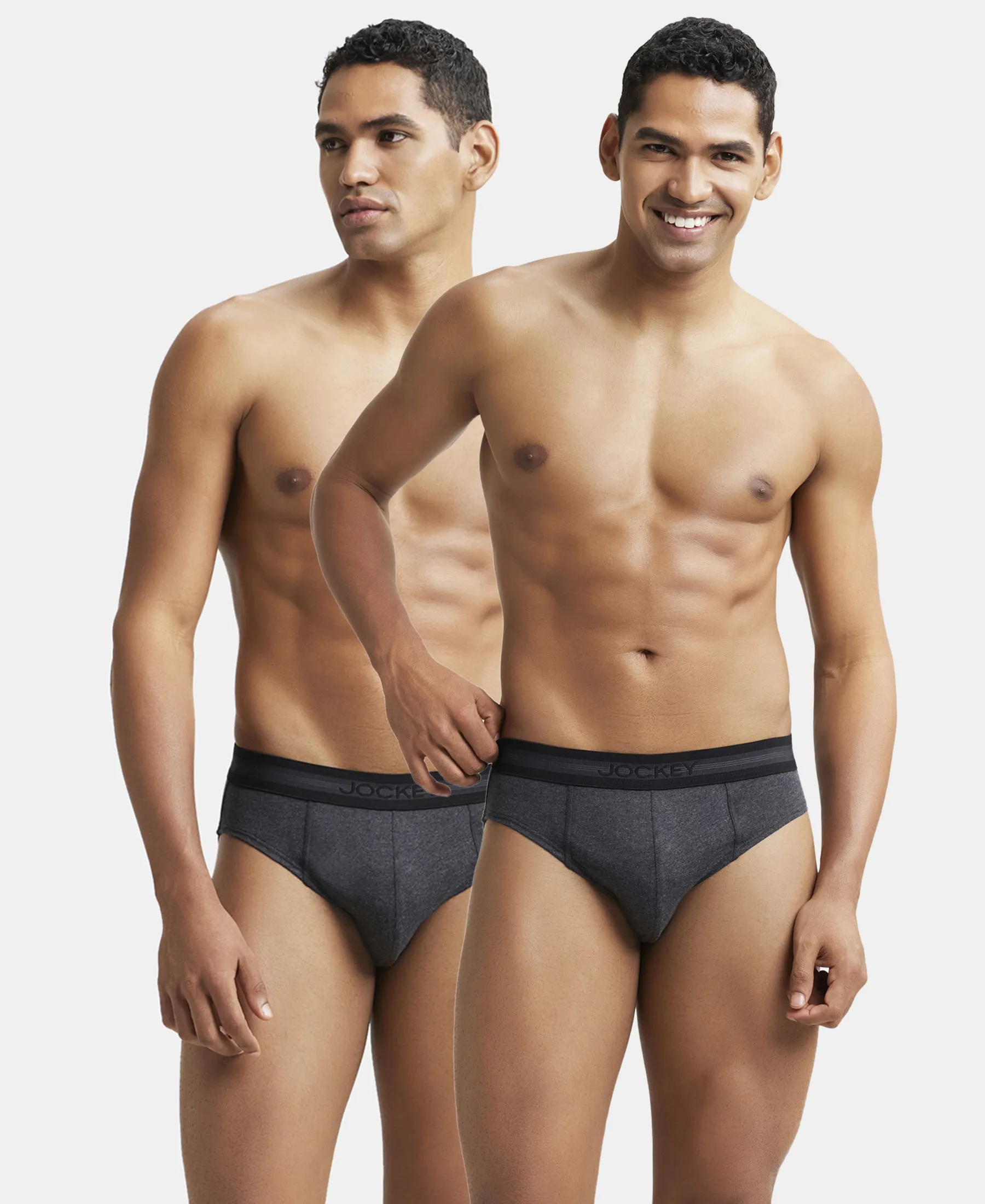 Super Combed Cotton Solid Brief with Stay Fresh Treatment - Black Melange (Pack of 2) - Image 5
