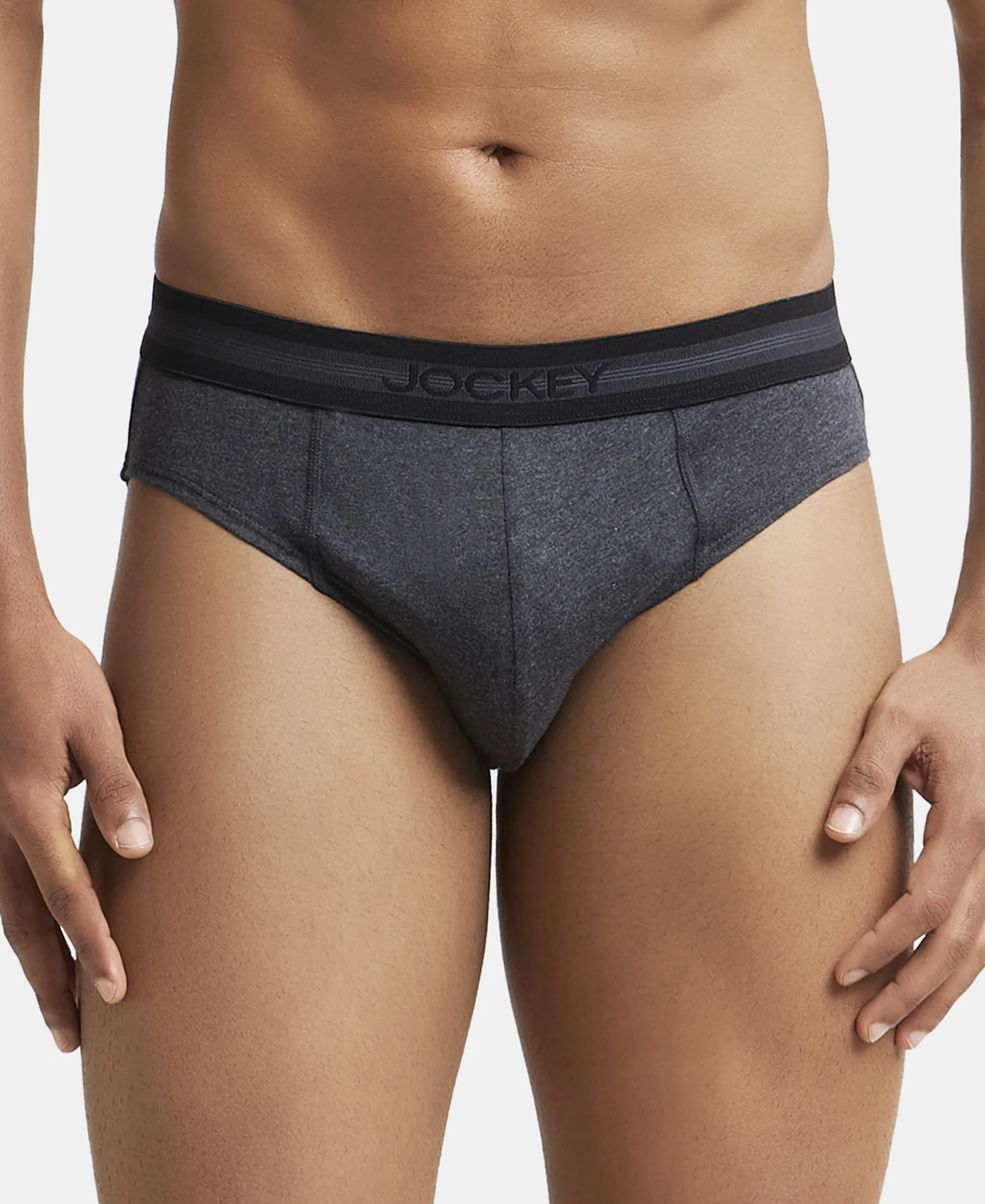 Super Combed Cotton Solid Brief with Stay Fresh Treatment - Black Melange (Pack of 2) - Image 7