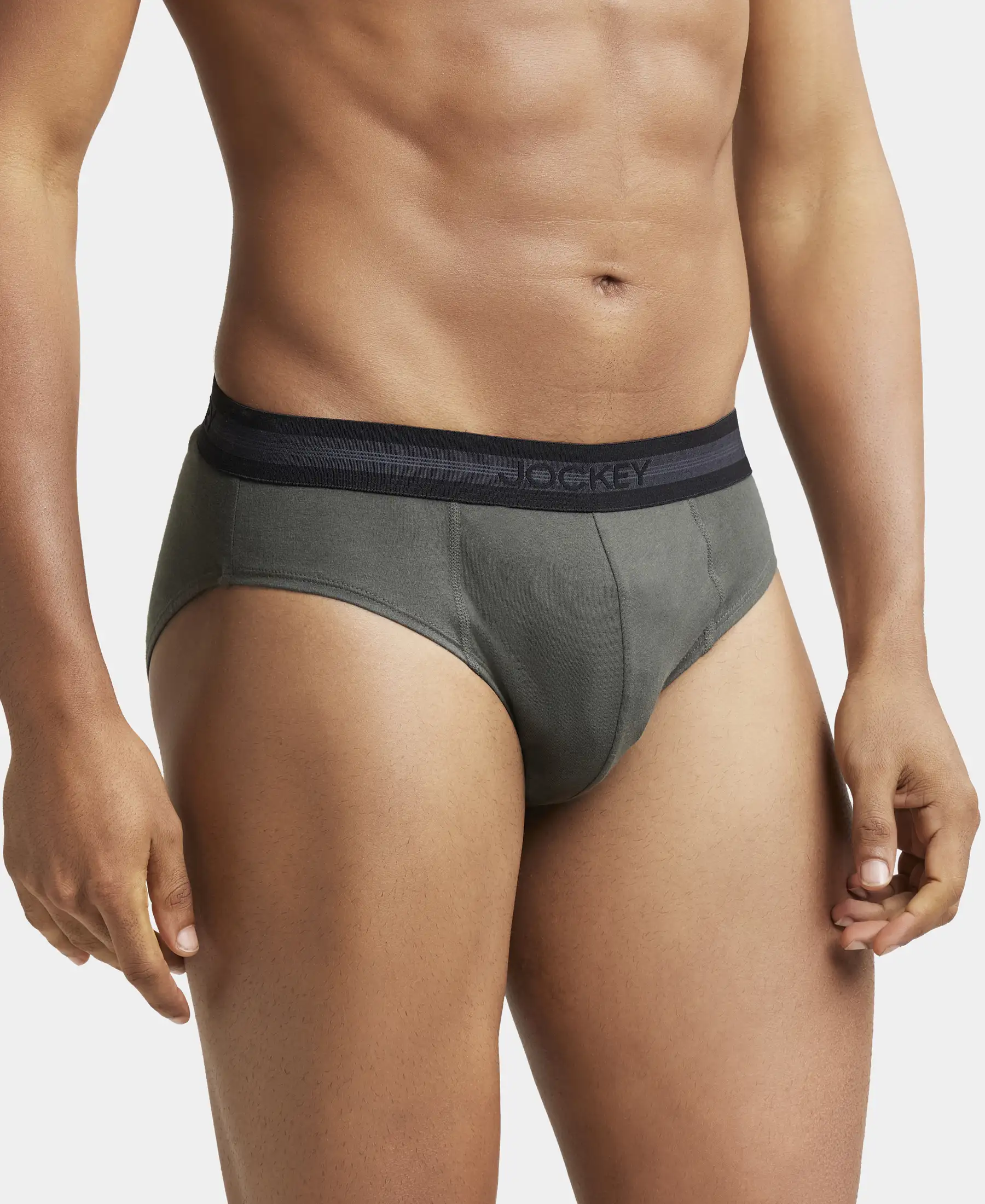 Super Combed Cotton Solid Brief with Stay Fresh Treatment - Deep Olive - Image 2