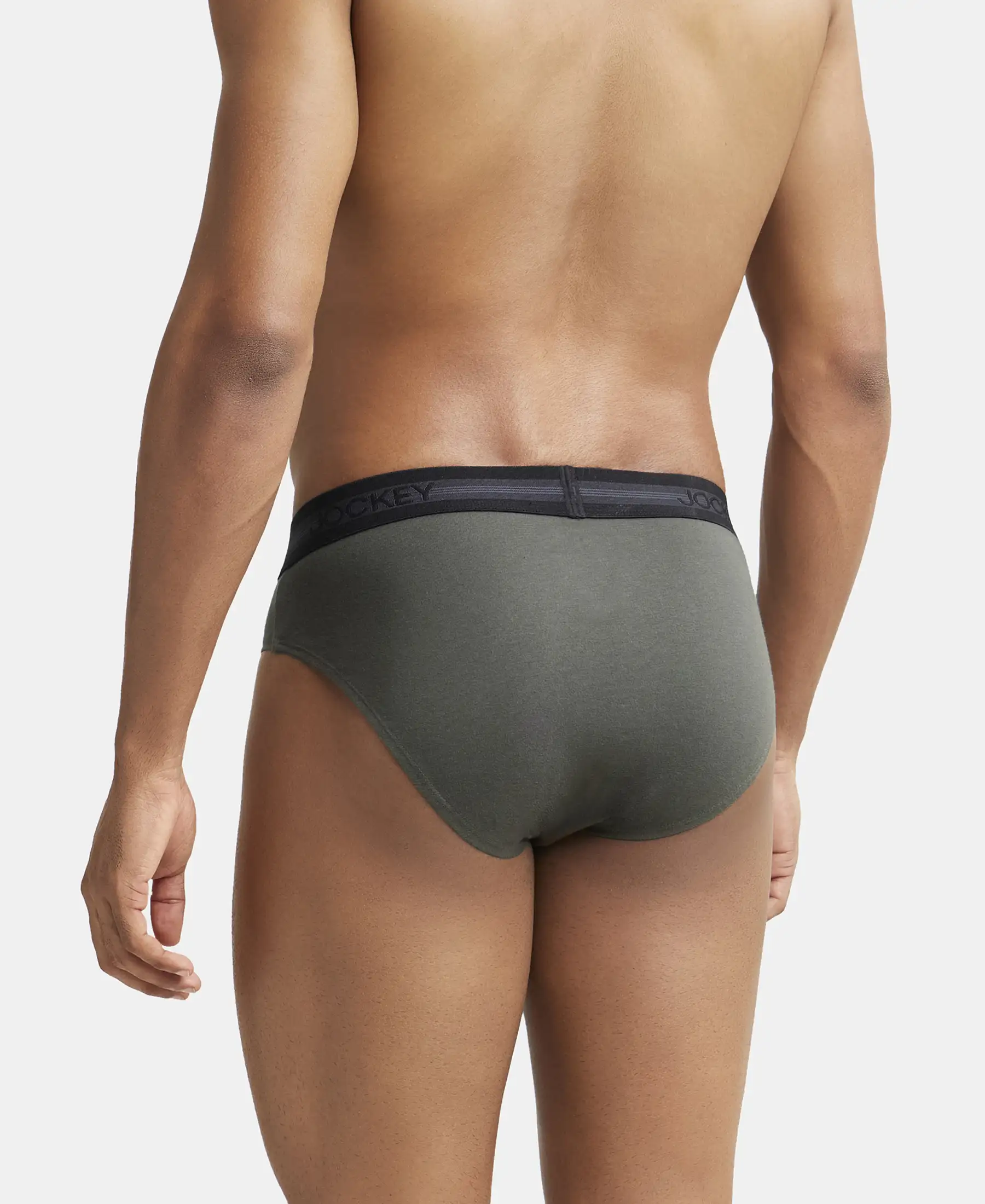 Super Combed Cotton Solid Brief with Stay Fresh Treatment - Deep Olive - Image 3
