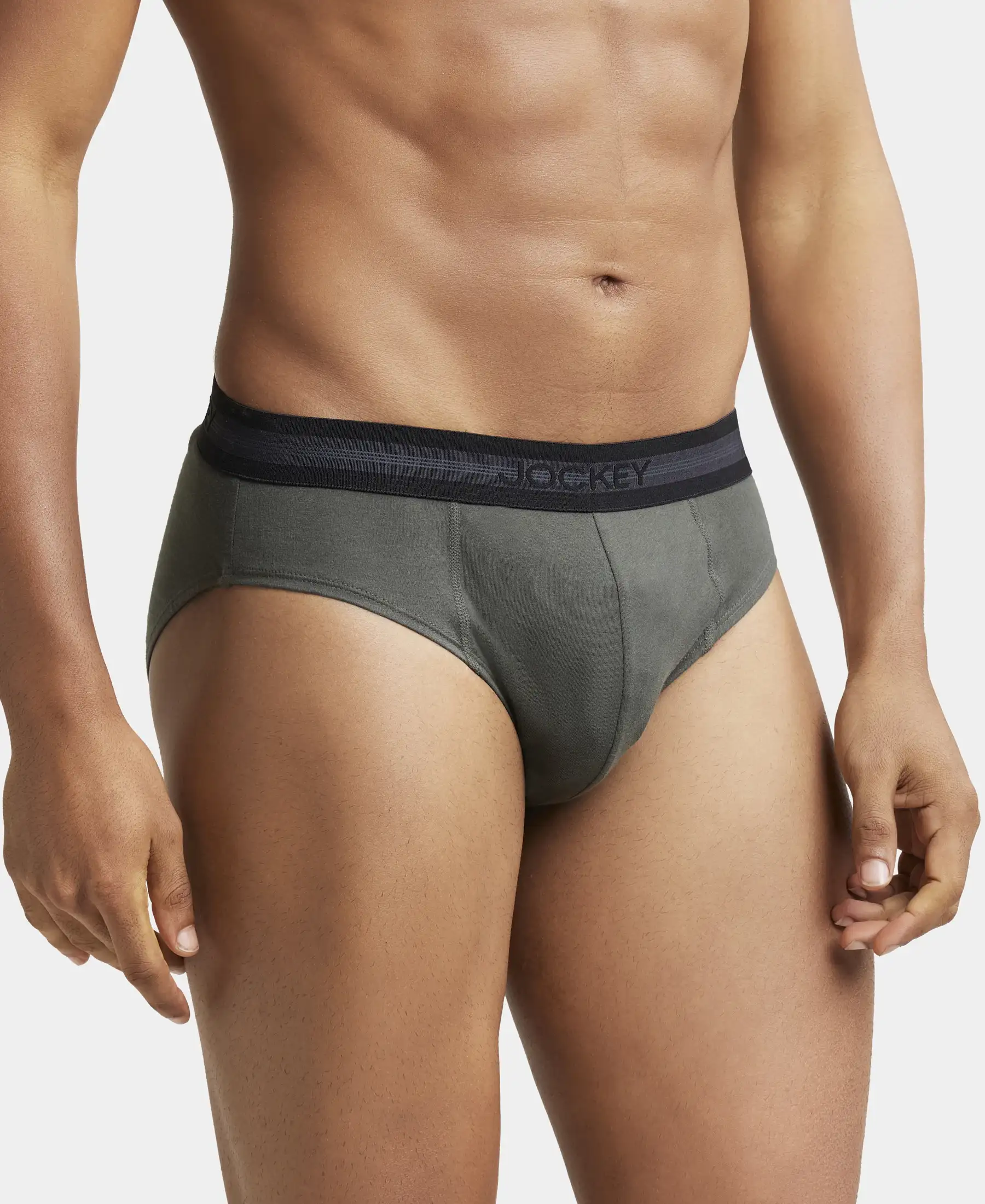 Super Combed Cotton Solid Brief with Stay Fresh Treatment - Deep Olive (Pack of 2) - Image 3