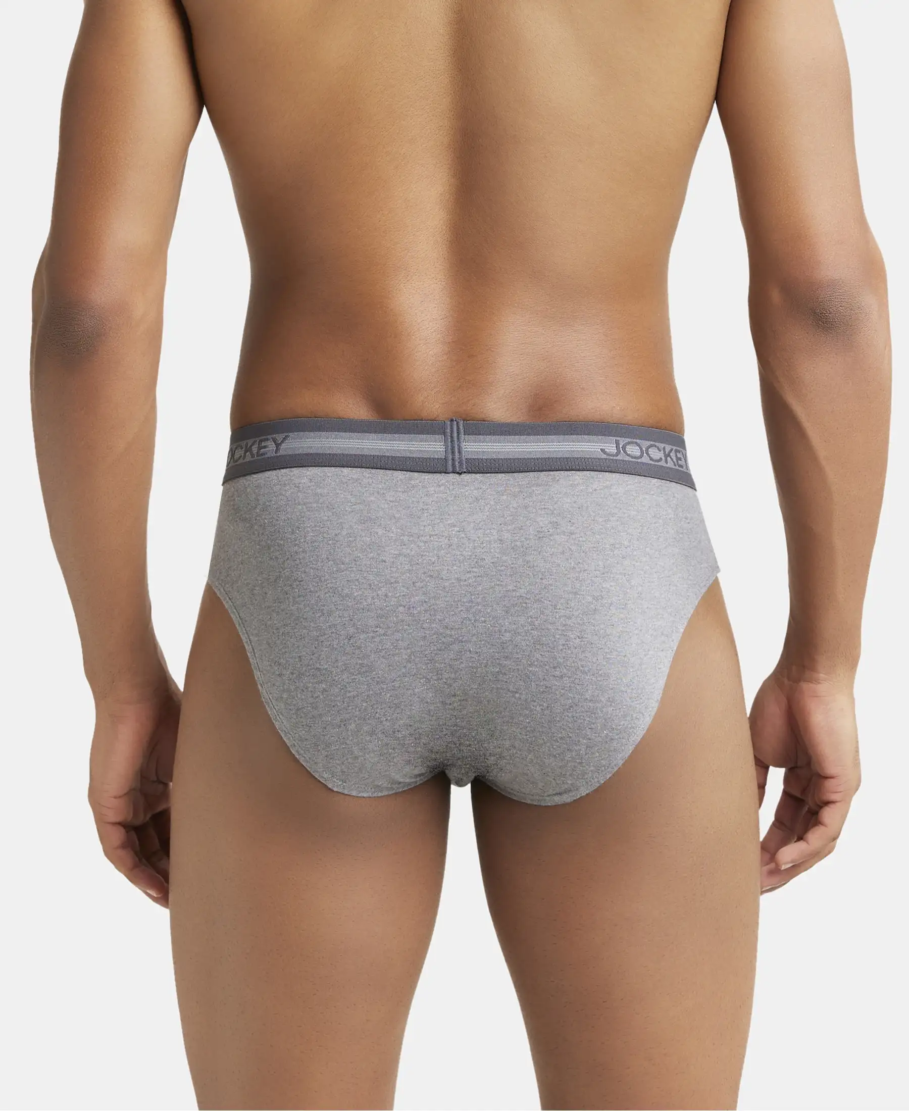 Super Combed Cotton Solid Brief with Stay Fresh Treatment - Mid Grey Melange - Image 3