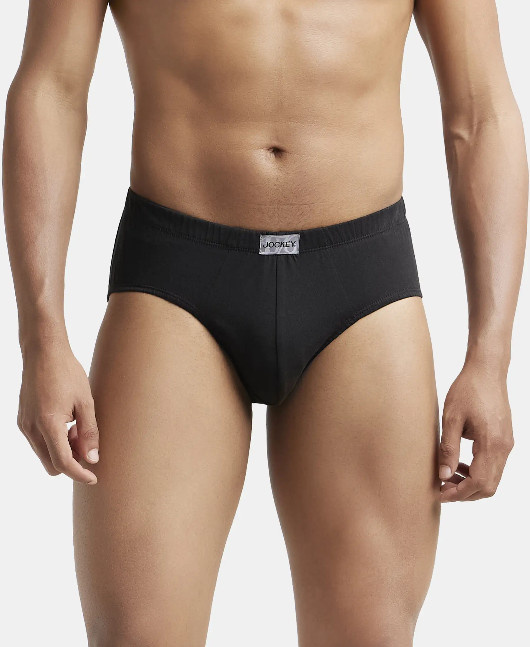 Super Combed Cotton Solid Brief with Ultrasoft Concealed Waistband - Black