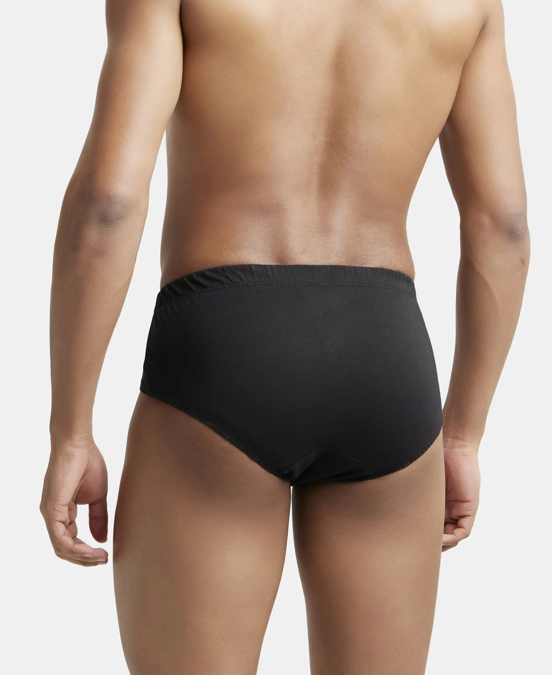 Super Combed Cotton Solid Brief with Ultrasoft Concealed Waistband - Black - Image 3