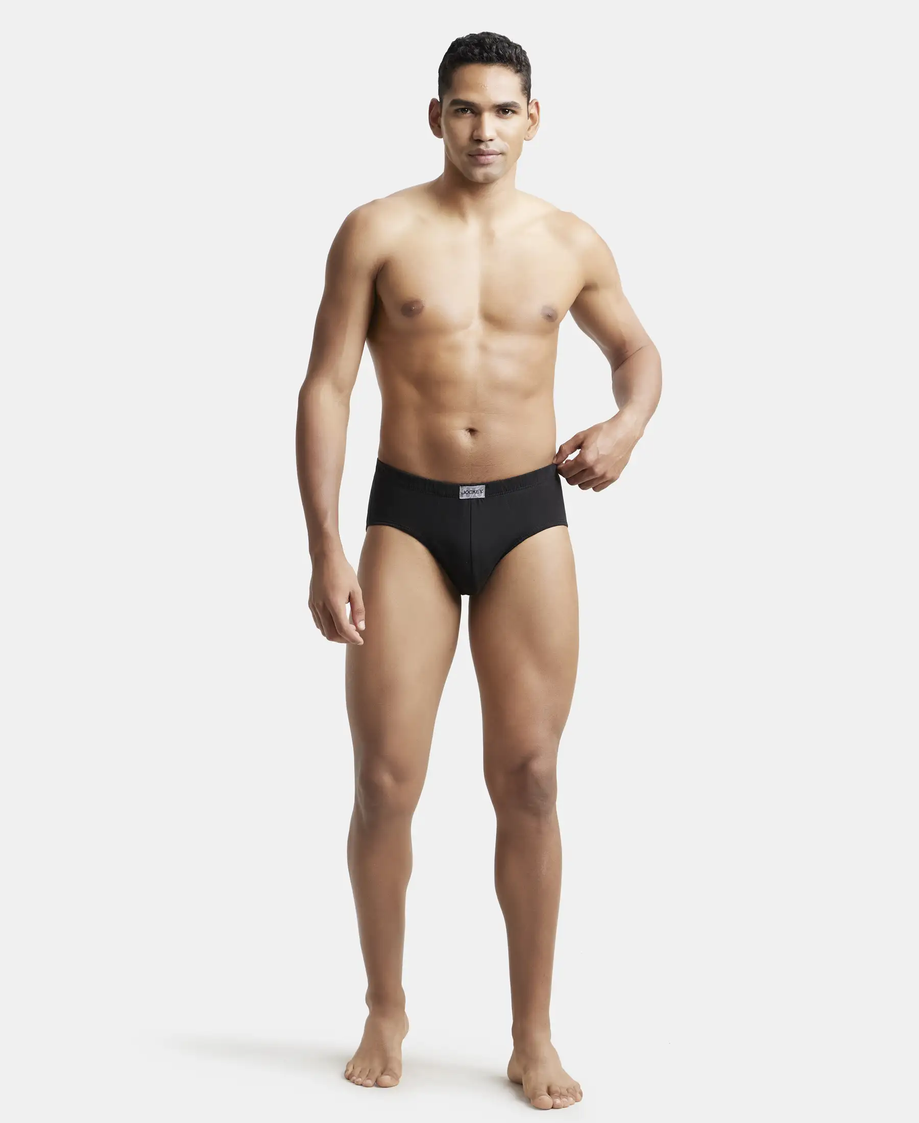 Super Combed Cotton Solid Brief with Ultrasoft Concealed Waistband - Black - Image 4