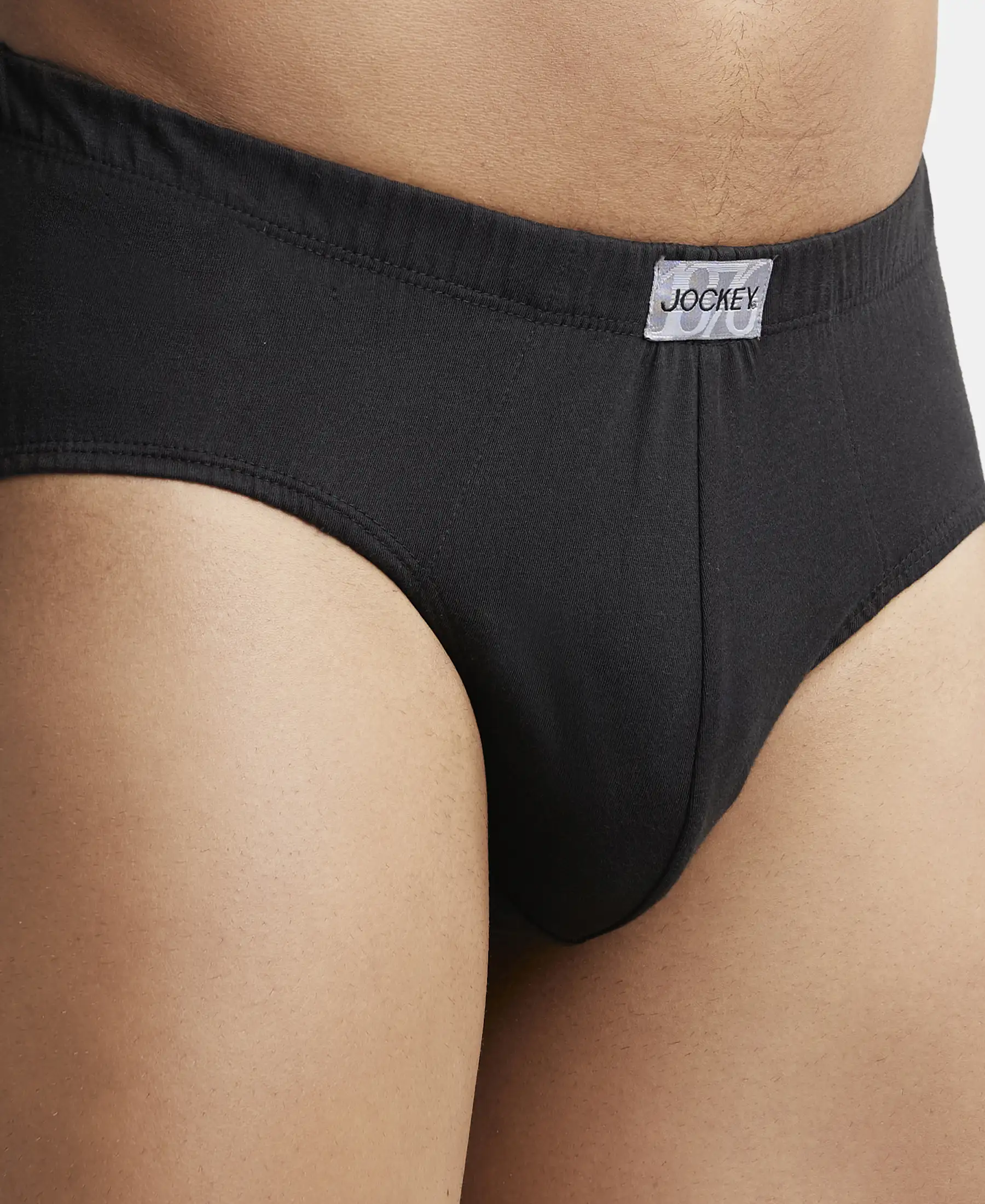 Super Combed Cotton Solid Brief with Ultrasoft Concealed Waistband - Black - Image 6