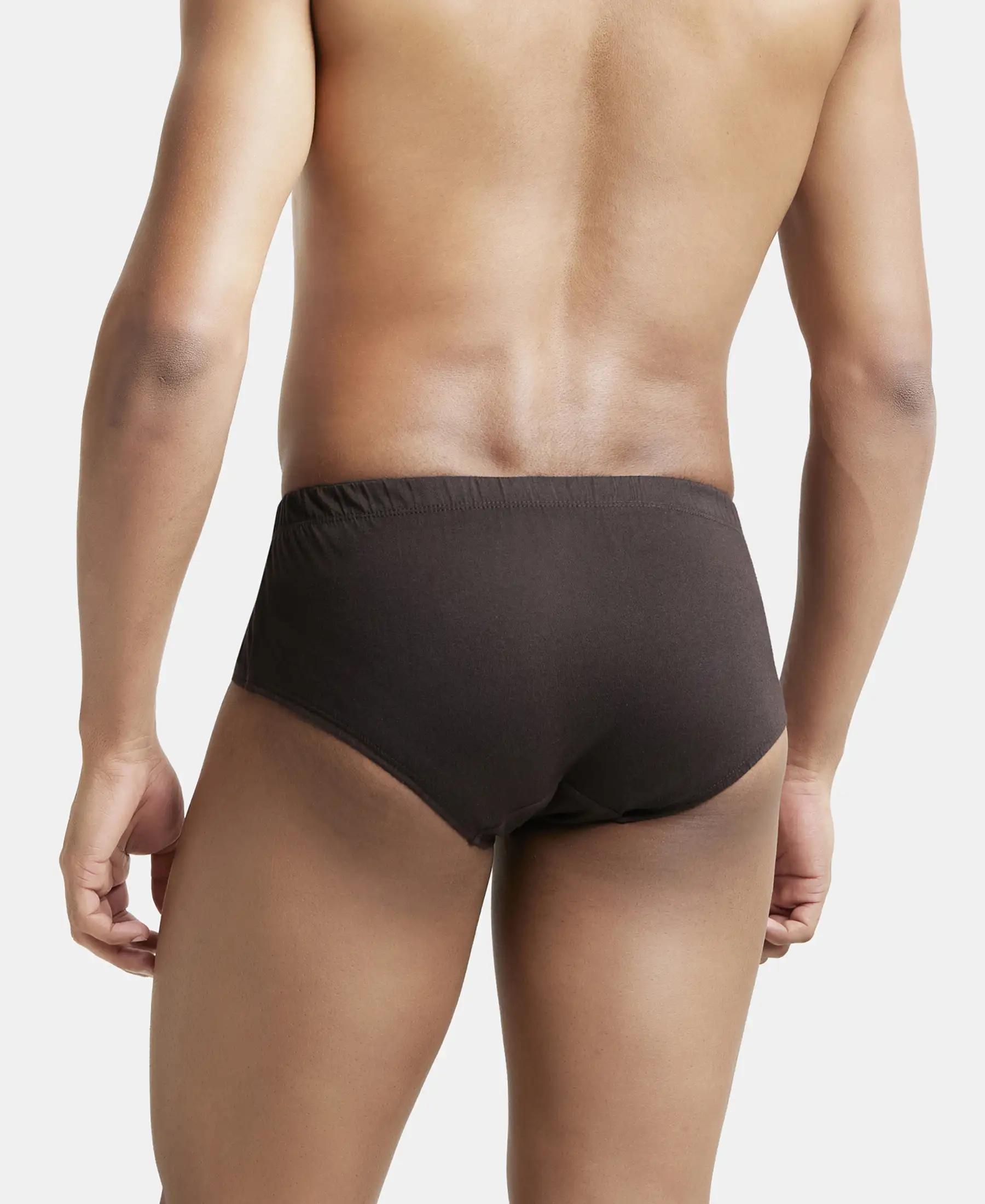 Super Combed Cotton Solid Brief with Ultrasoft Concealed Waistband - Brown - Image 3