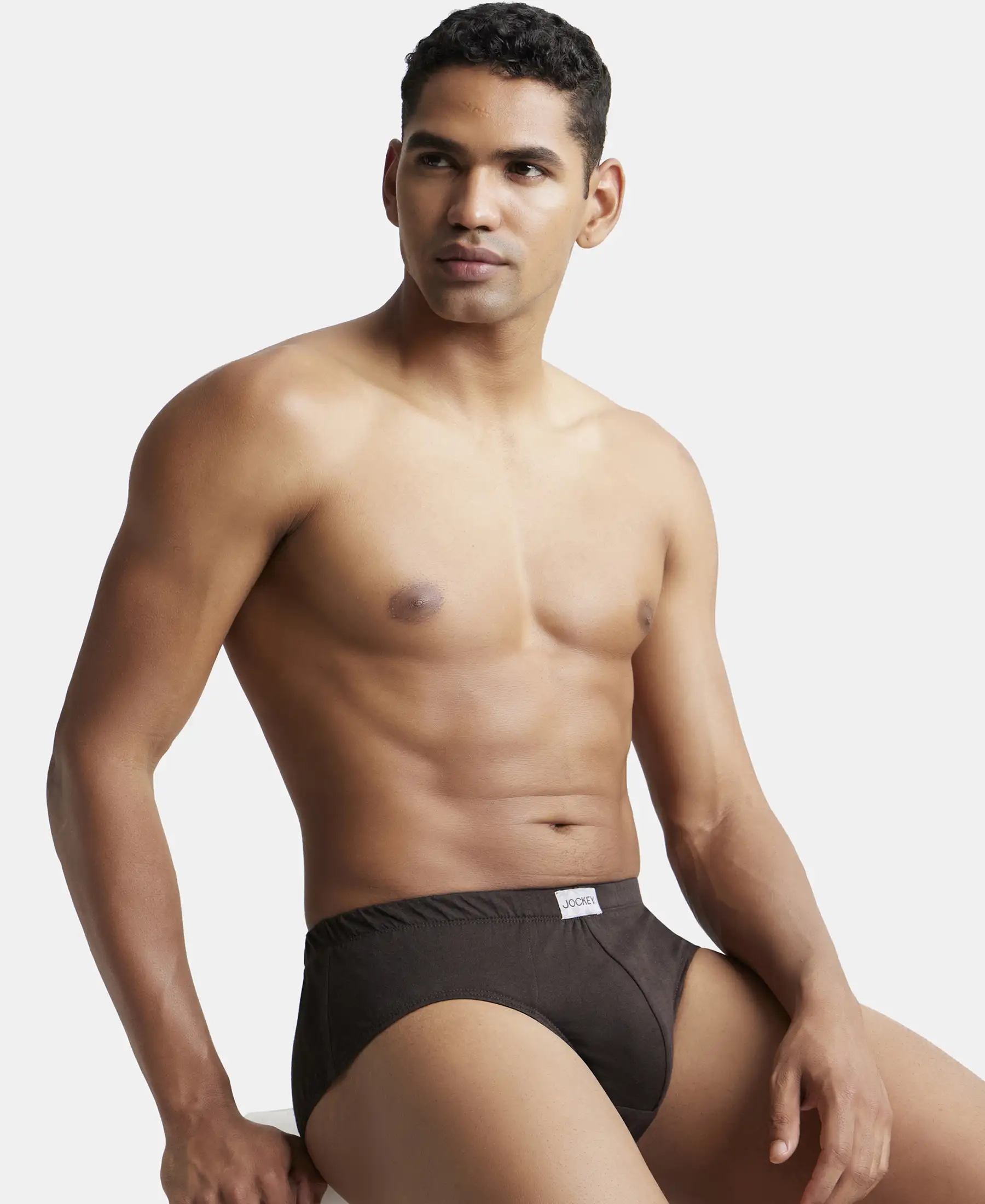 Super Combed Cotton Solid Brief with Ultrasoft Concealed Waistband - Brown (Pack of 3) - Image 8