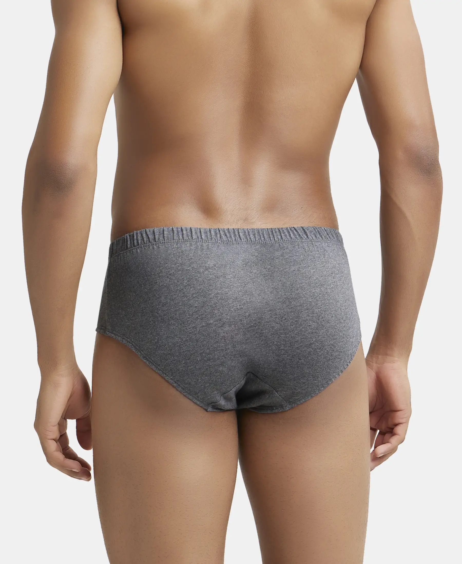 Super Combed Cotton Solid Brief with Ultrasoft Concealed Waistband - Charcoal Melange - Image 3