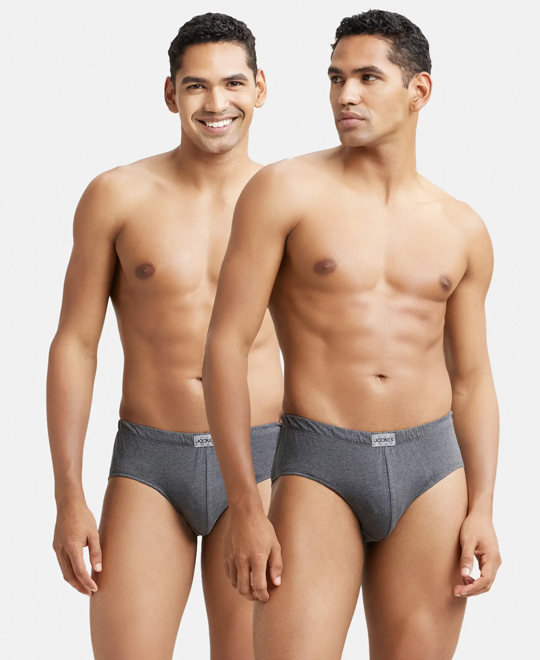 Super Combed Cotton Solid Brief with Ultrasoft Concealed Waistband - Charcoal Melange (Pack of 2) - Image 5