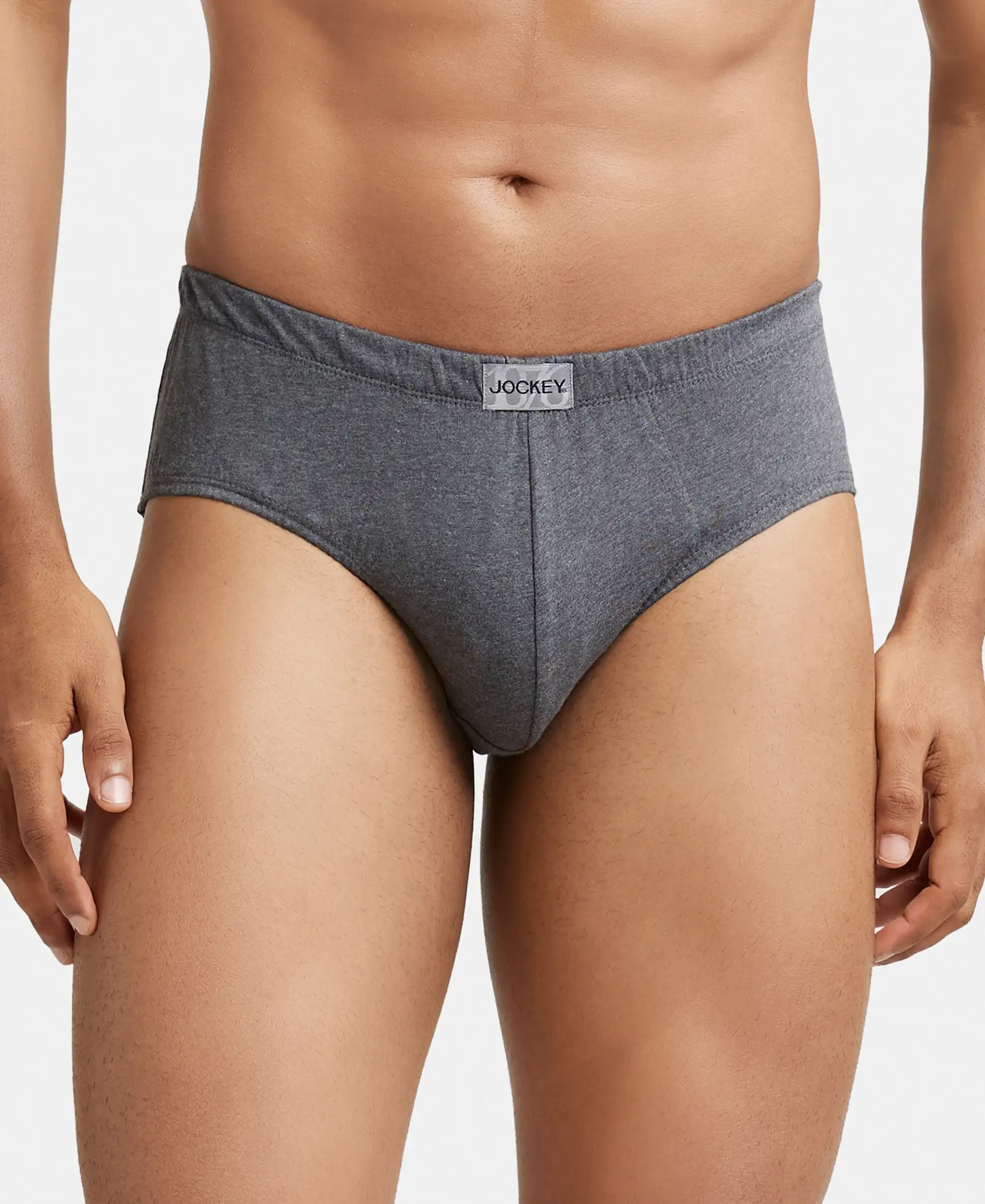 Super Combed Cotton Solid Brief with Ultrasoft Concealed Waistband - Charcoal Melange (Pack of 2) - Image 7