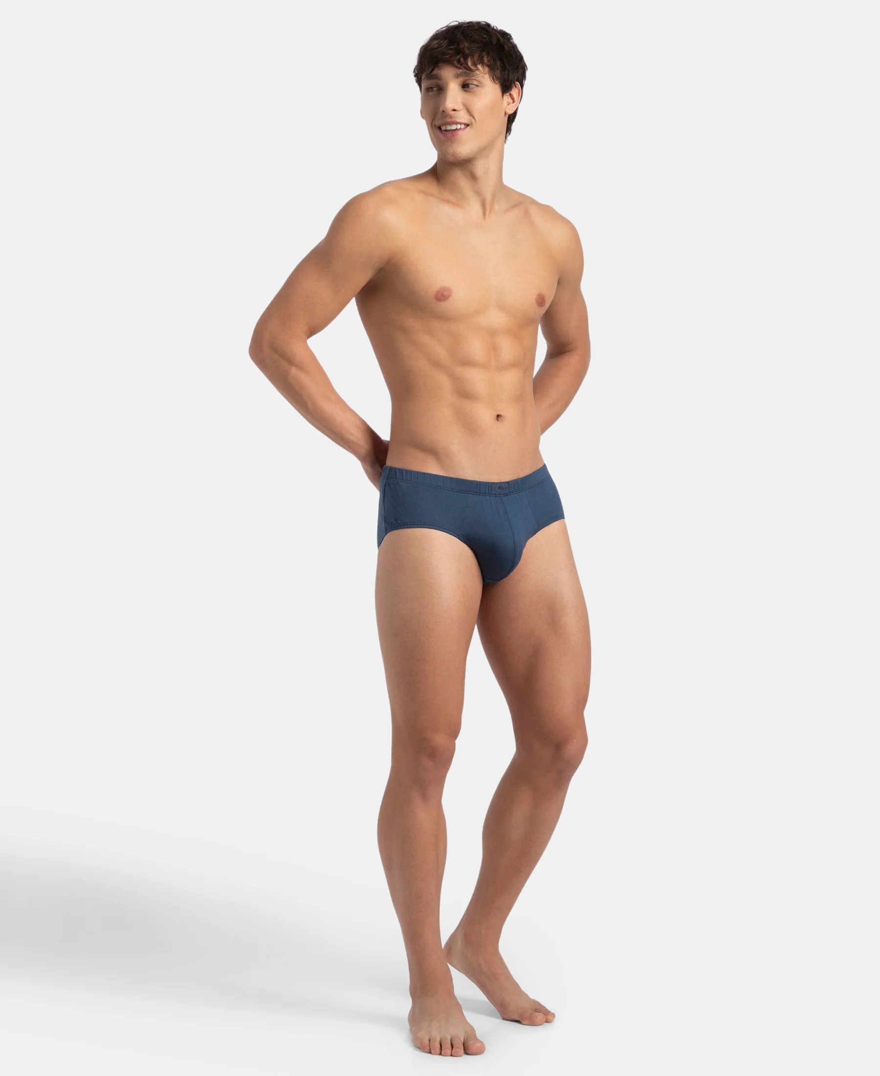Super Combed Cotton Solid Brief with Ultrasoft Concealed Waistband - Dark Denim (Pack of 2) - Image 6