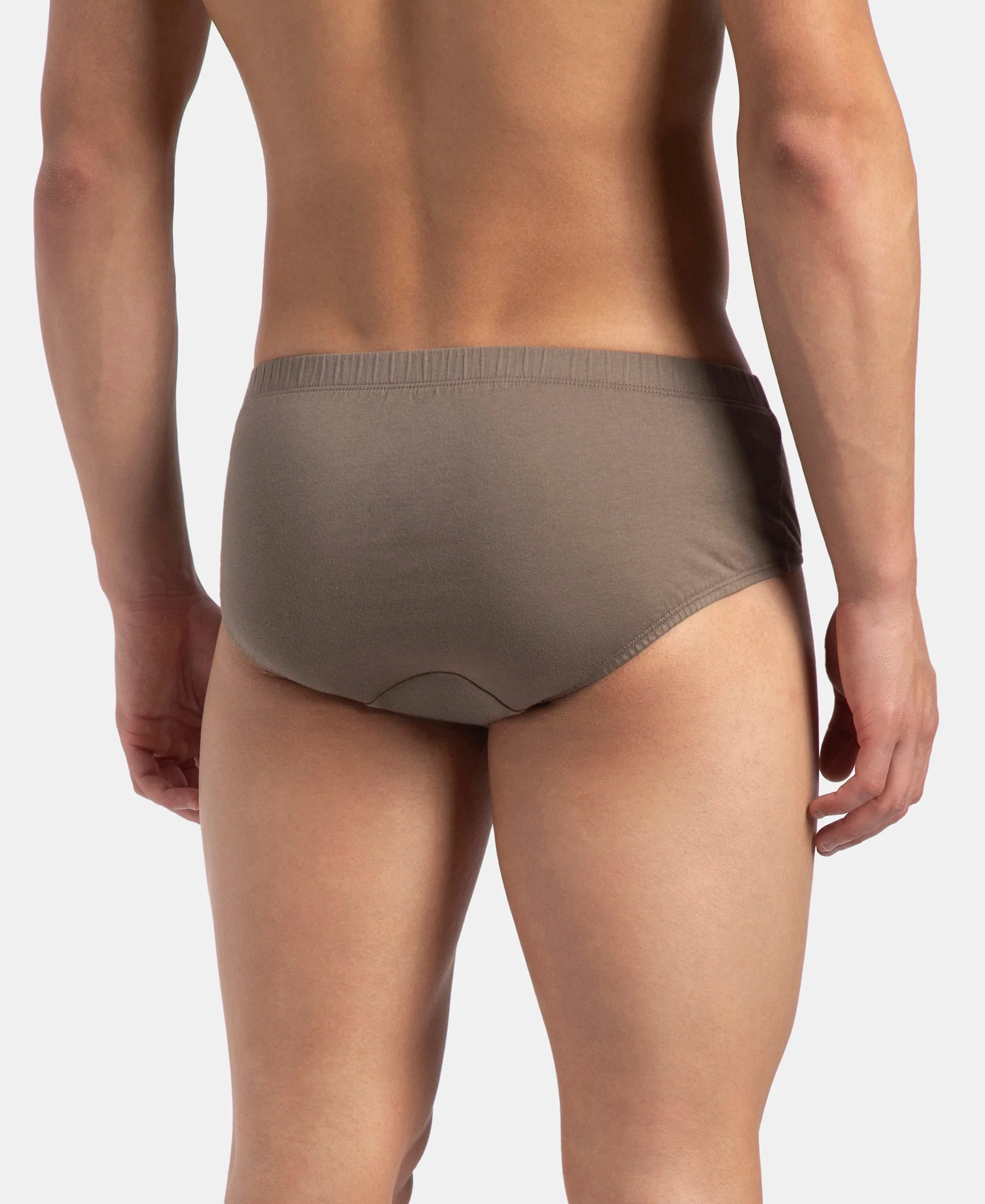 Super Combed Cotton Solid Brief with Ultrasoft Concealed Waistband - Dark Khaki - Image 3