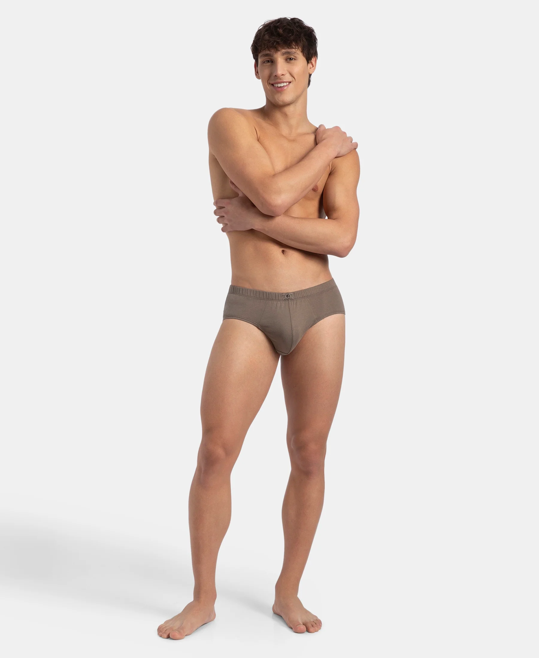 Super Combed Cotton Solid Brief with Ultrasoft Concealed Waistband - Dark Khaki - Image 4