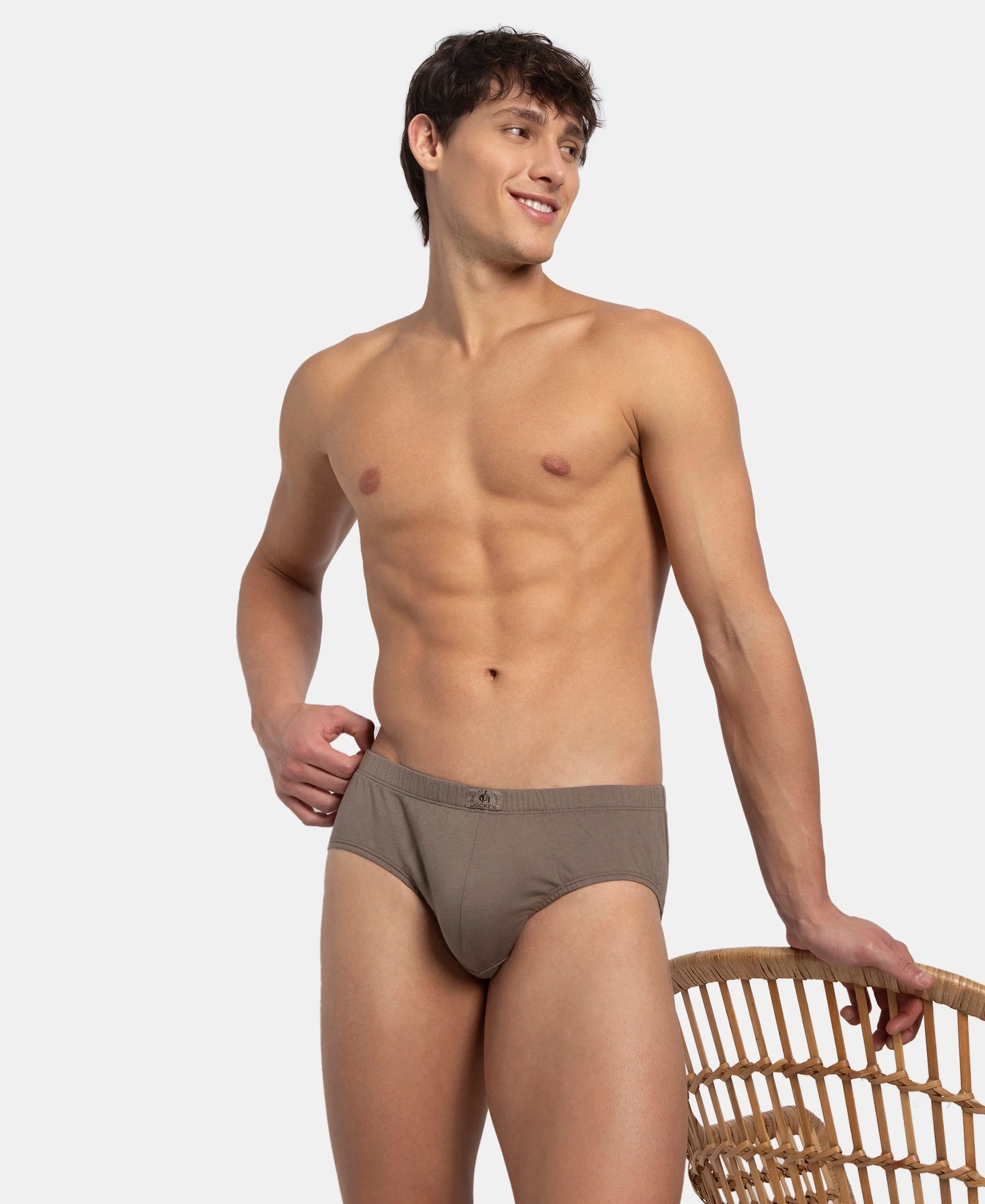 Super Combed Cotton Solid Brief with Ultrasoft Concealed Waistband - Dark Khaki - Image 5
