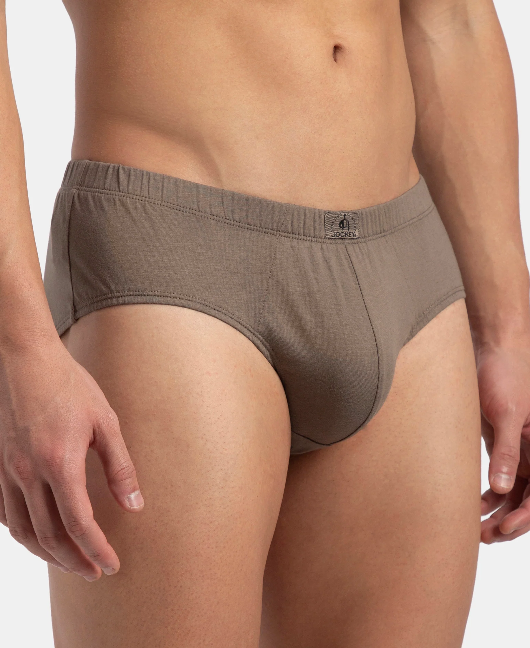 Super Combed Cotton Solid Brief with Ultrasoft Concealed Waistband - Dark Khaki - Image 7