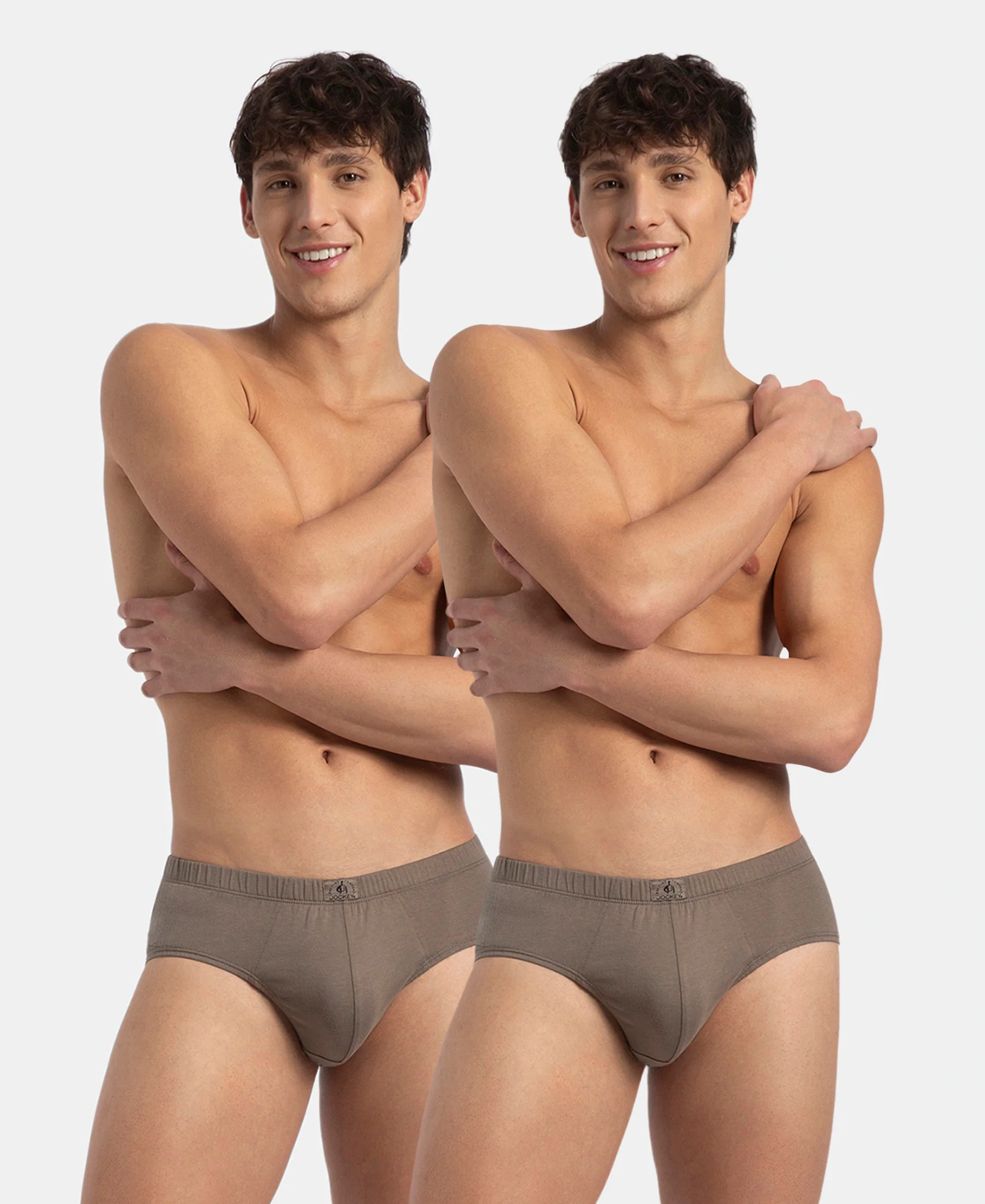 Super Combed Cotton Solid Brief with Ultrasoft Concealed Waistband - Dark Khaki (Pack of 2) - Image 5