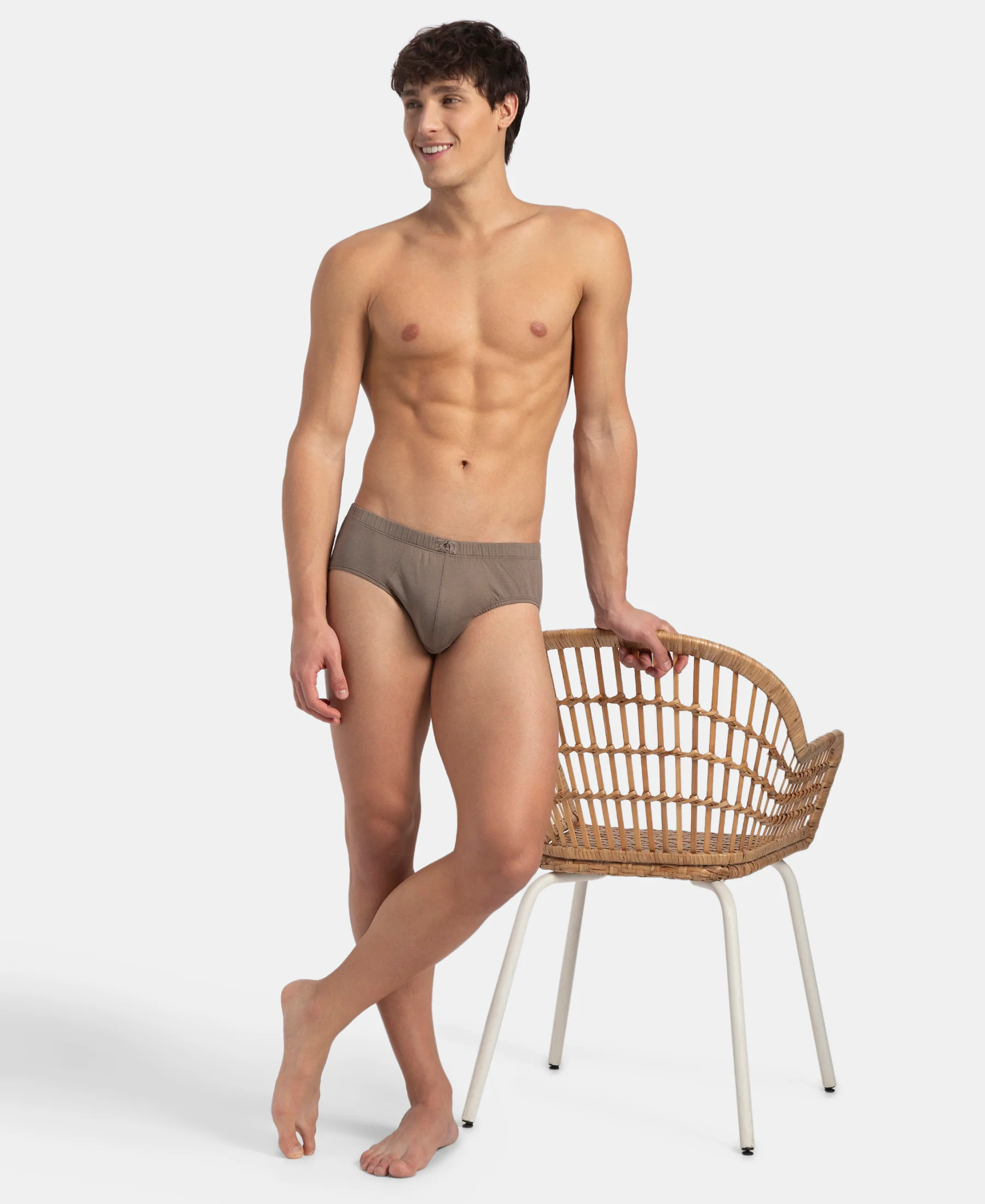Super Combed Cotton Solid Brief with Ultrasoft Concealed Waistband - Dark Khaki (Pack of 2) - Image 8
