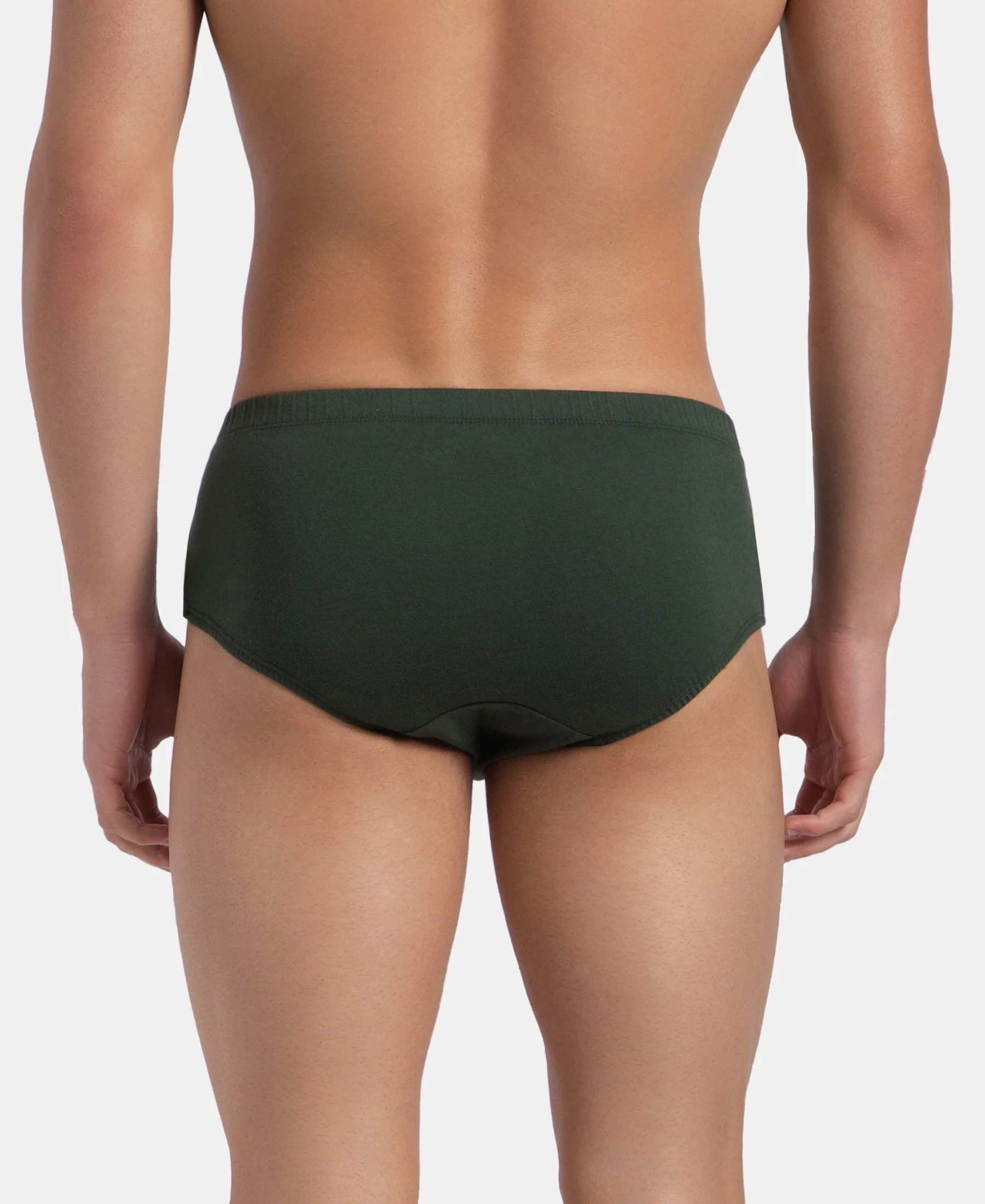 Super Combed Cotton Solid Brief with Ultrasoft Concealed Waistband - Deep Forest (Pack of 3) - Image 4