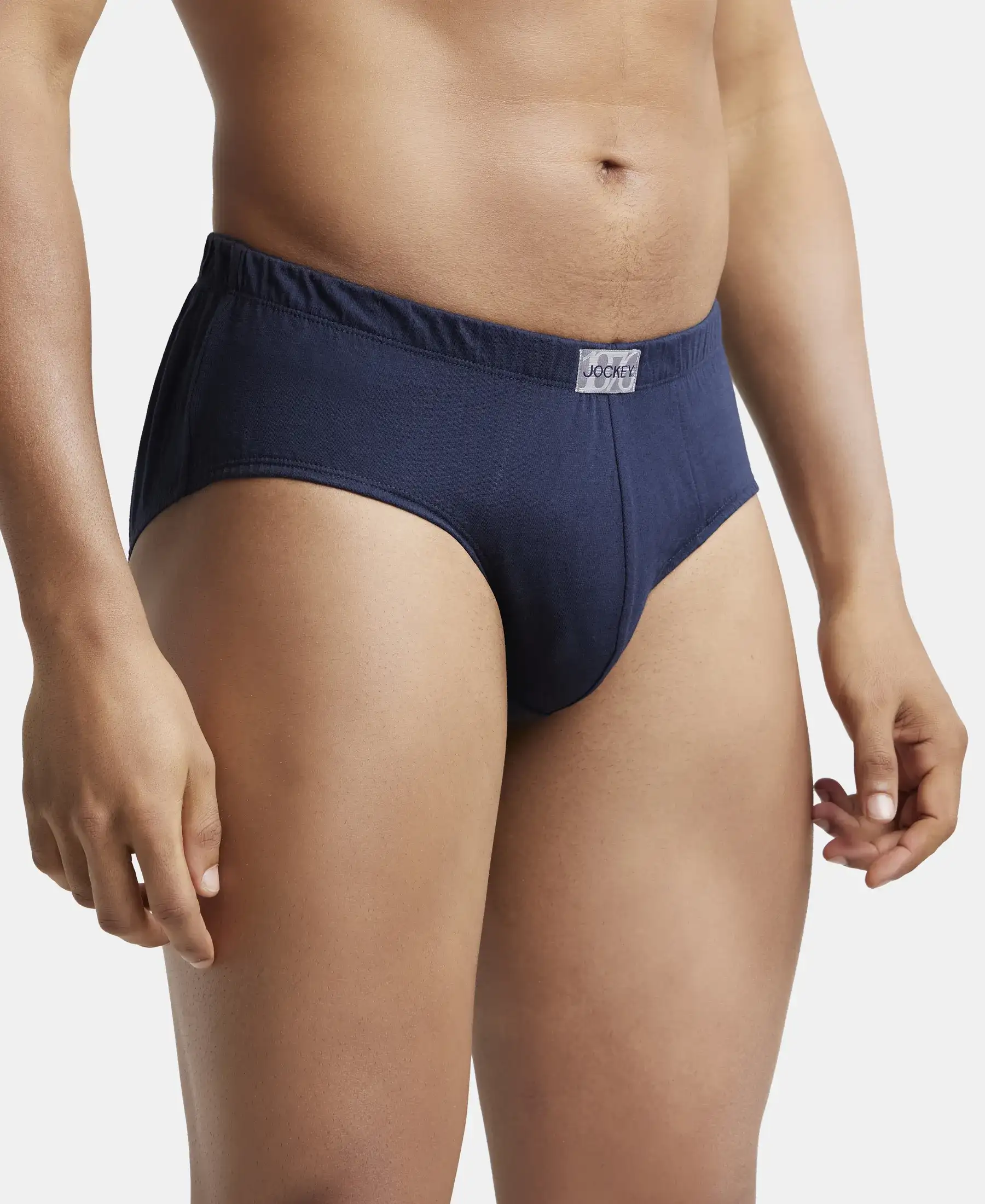 Super Combed Cotton Solid Brief with Ultrasoft Concealed Waistband - Deep Navy (Pack of 2) - Image 2