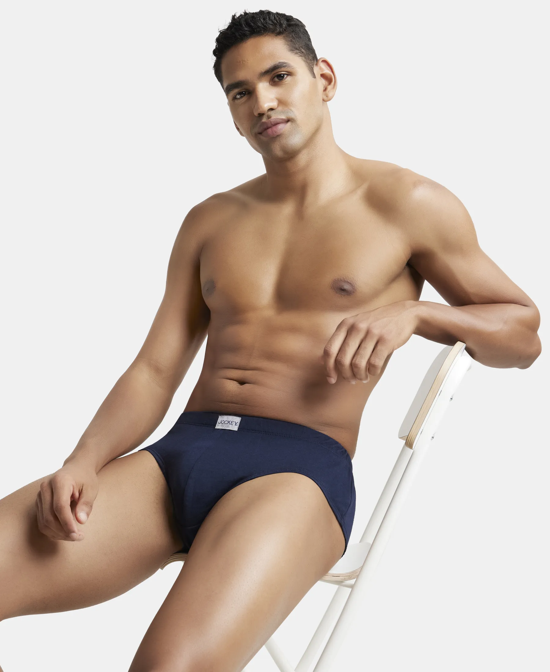Super Combed Cotton Solid Brief with Ultrasoft Concealed Waistband - Deep Navy (Pack of 2) - Image 8
