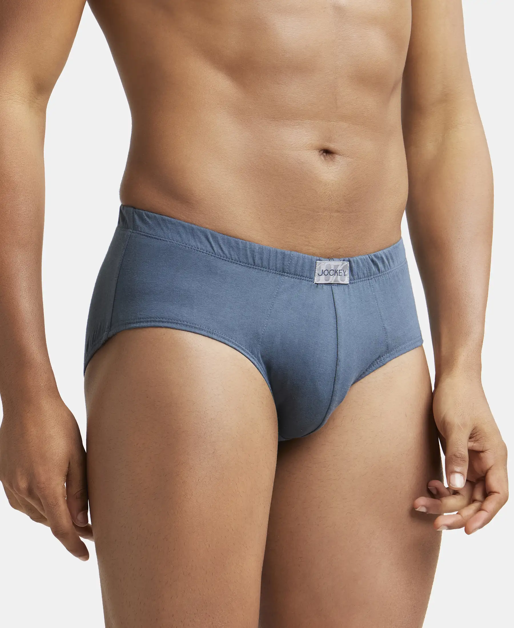Super Combed Cotton Solid Brief with Ultrasoft Concealed Waistband - Deep Slate (Pack of 2) - Image 2