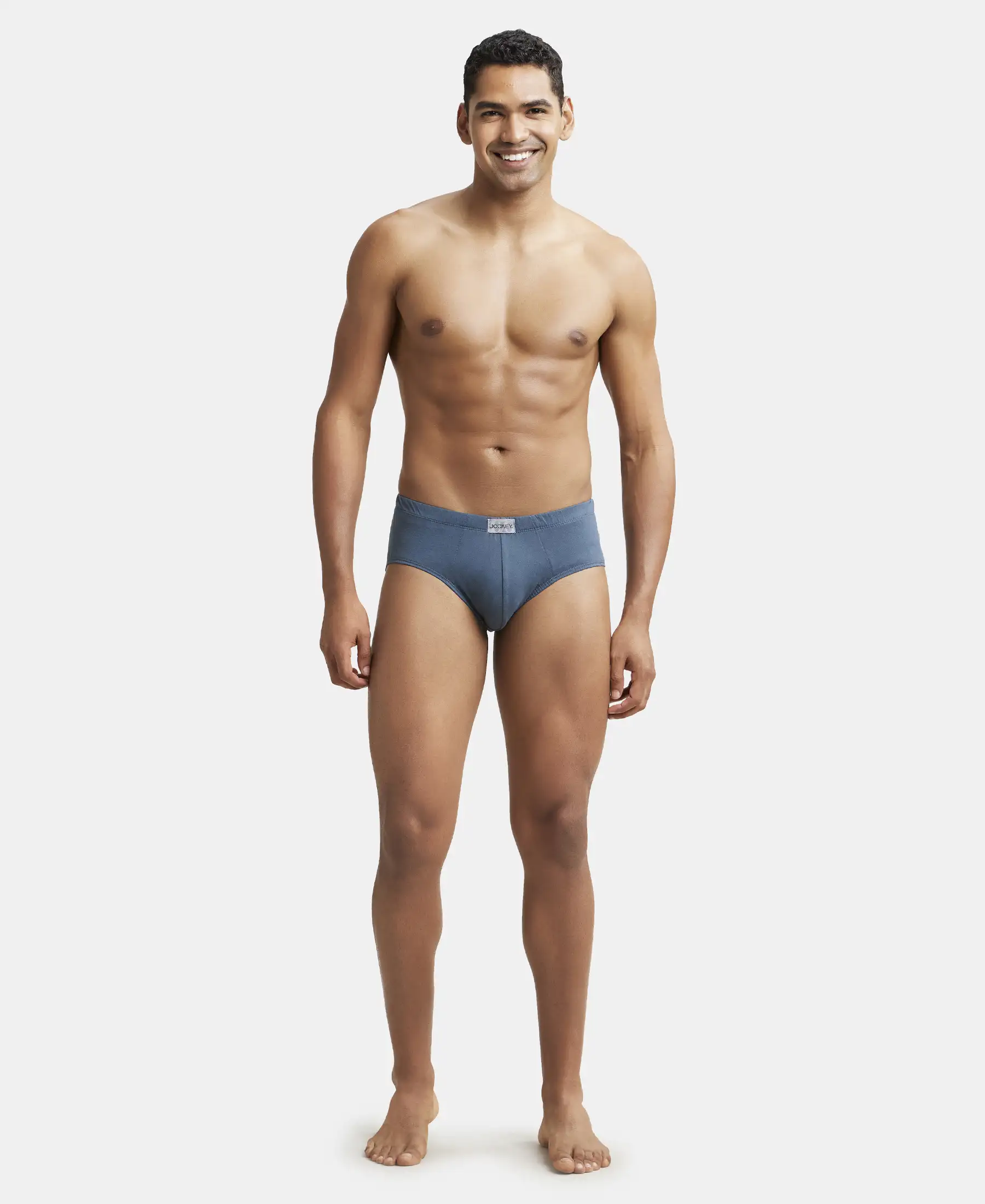 Super Combed Cotton Solid Brief with Ultrasoft Concealed Waistband - Deep Slate (Pack of 2) - Image 4