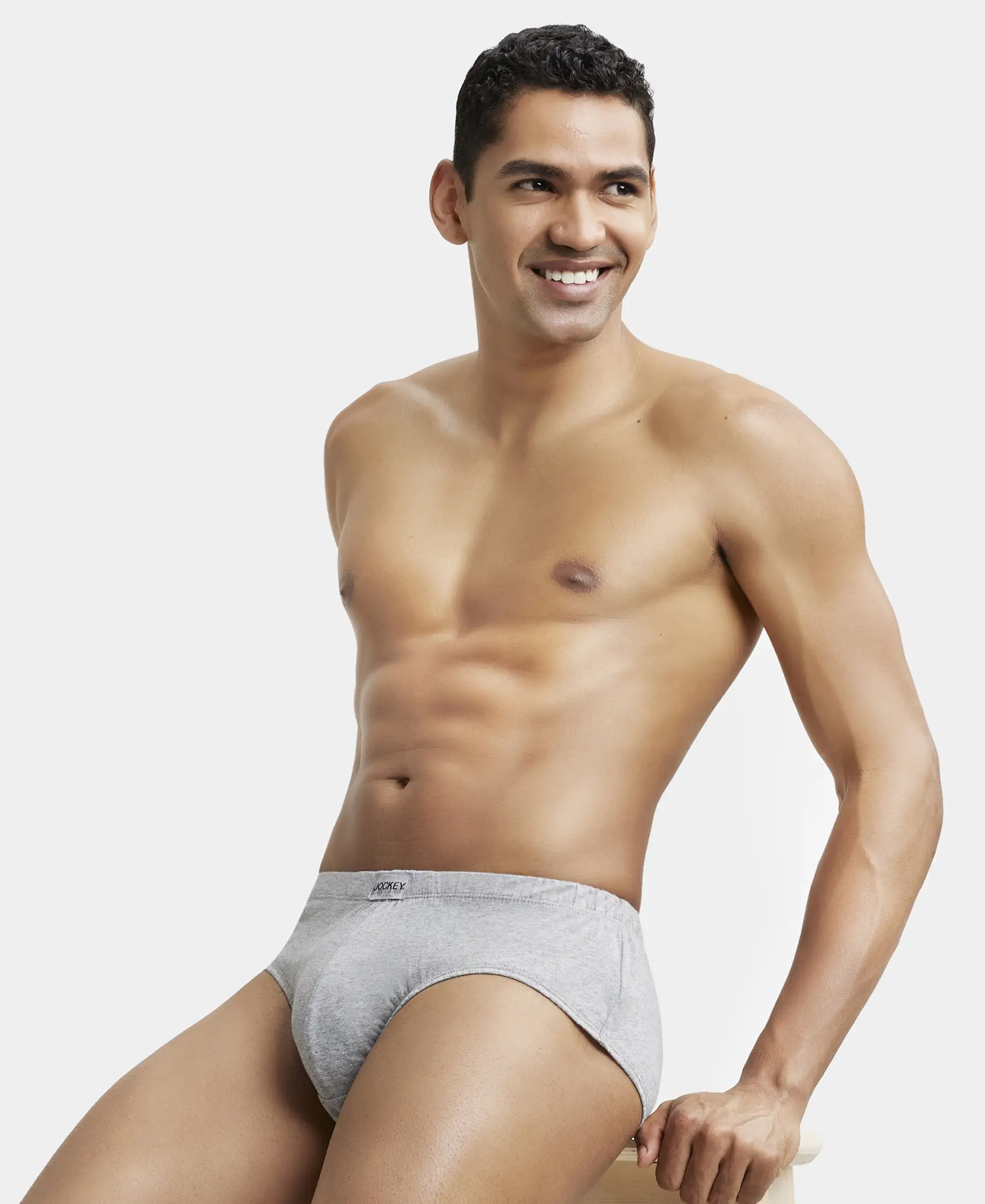 Super Combed Cotton Solid Brief with Ultrasoft Concealed Waistband - Grey Melange - Image 5