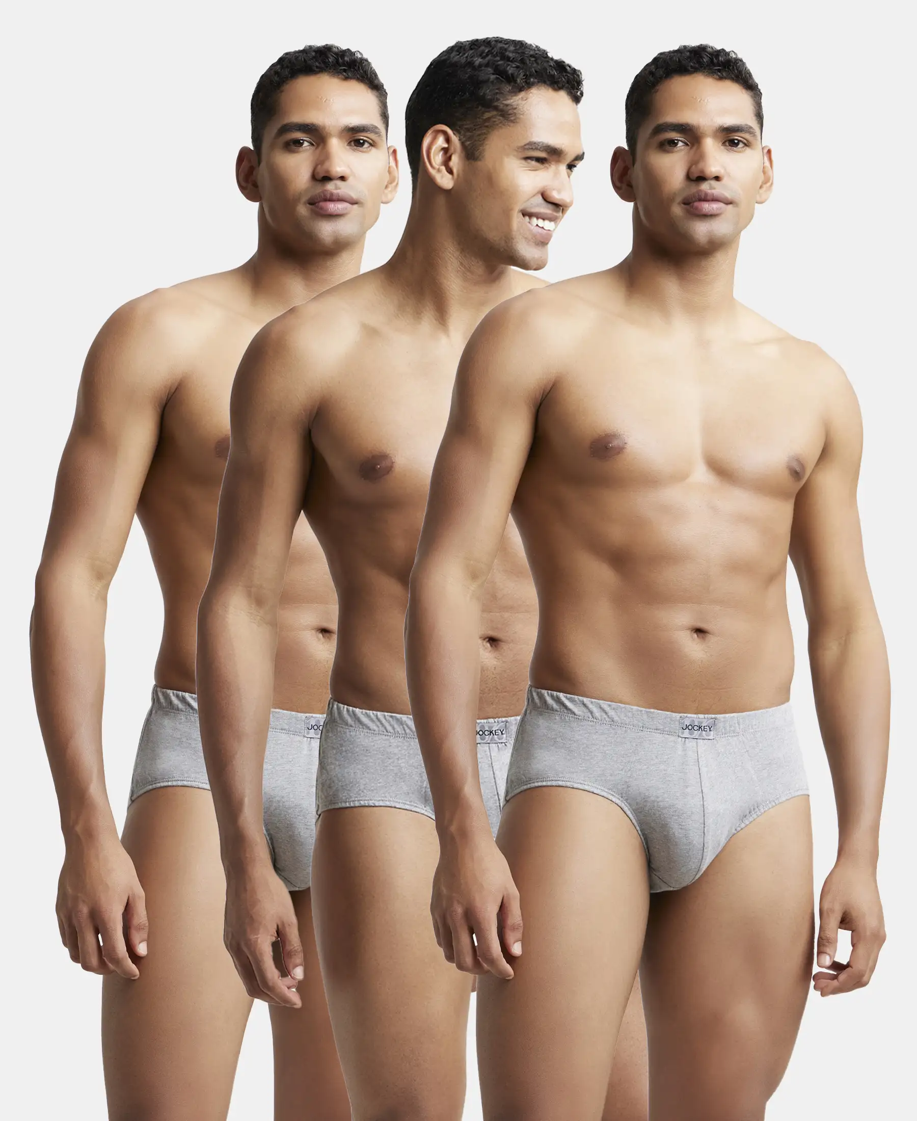 Super Combed Cotton Solid Brief with Ultrasoft Concealed Waistband - Grey Melange (Pack of 3) - Image 5