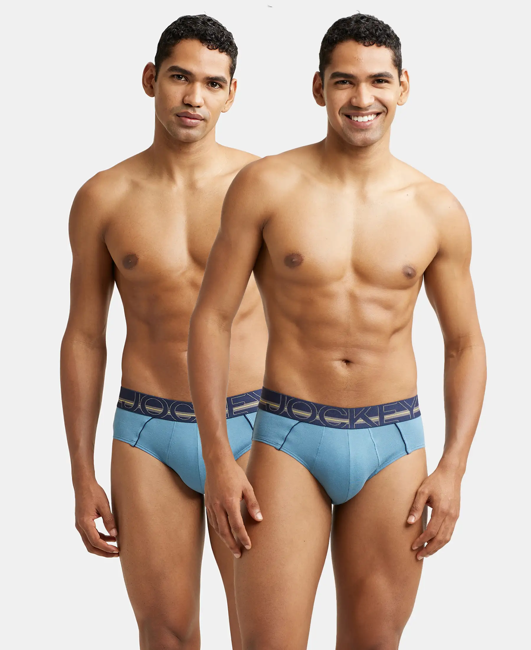 Super Combed Cotton Solid Brief with Ultrasoft Waistband - Aegean Blue (Pack of 2) - Image 5