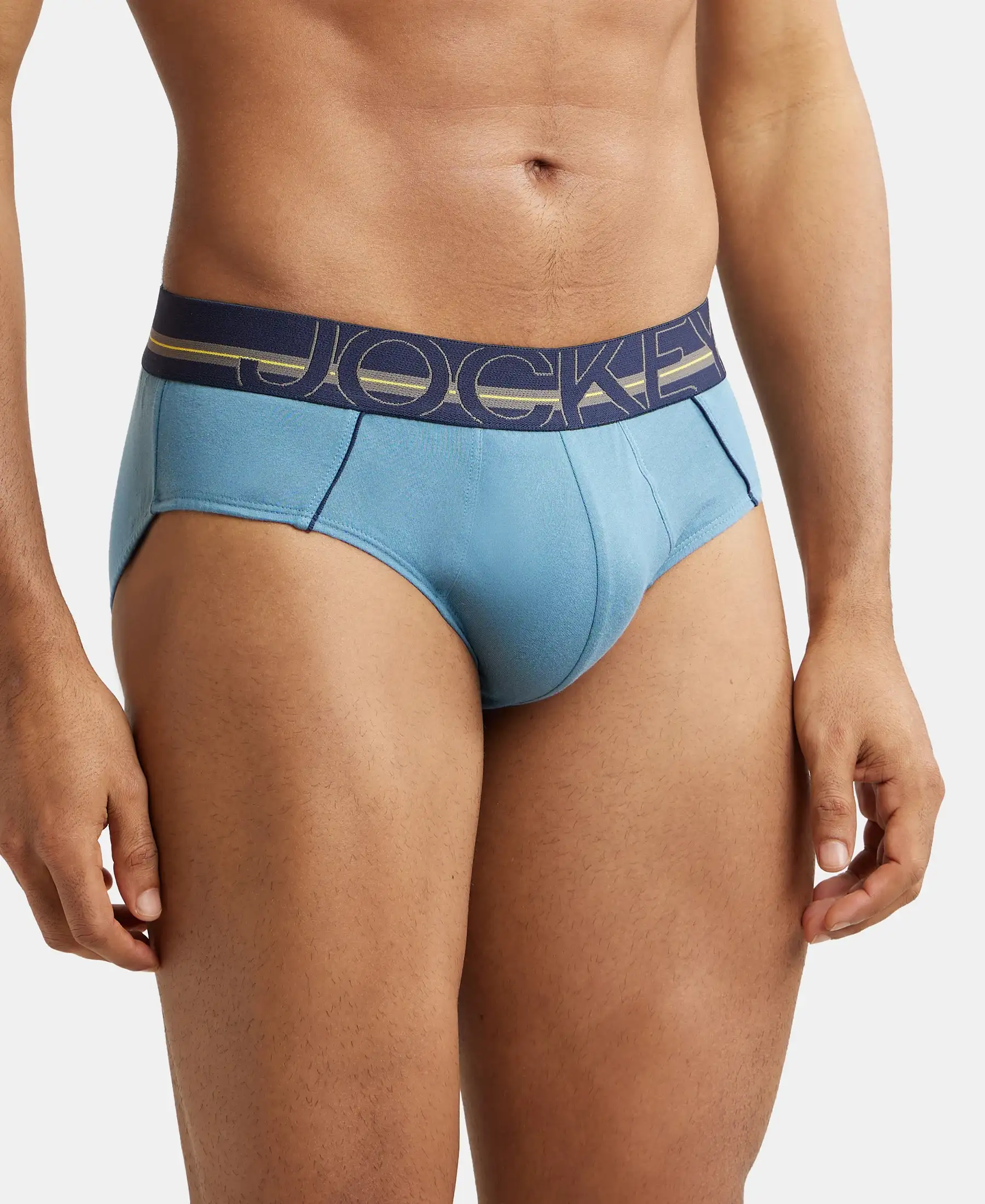 Super Combed Cotton Solid Brief with Ultrasoft Waistband - Aegean Blue - Image 2