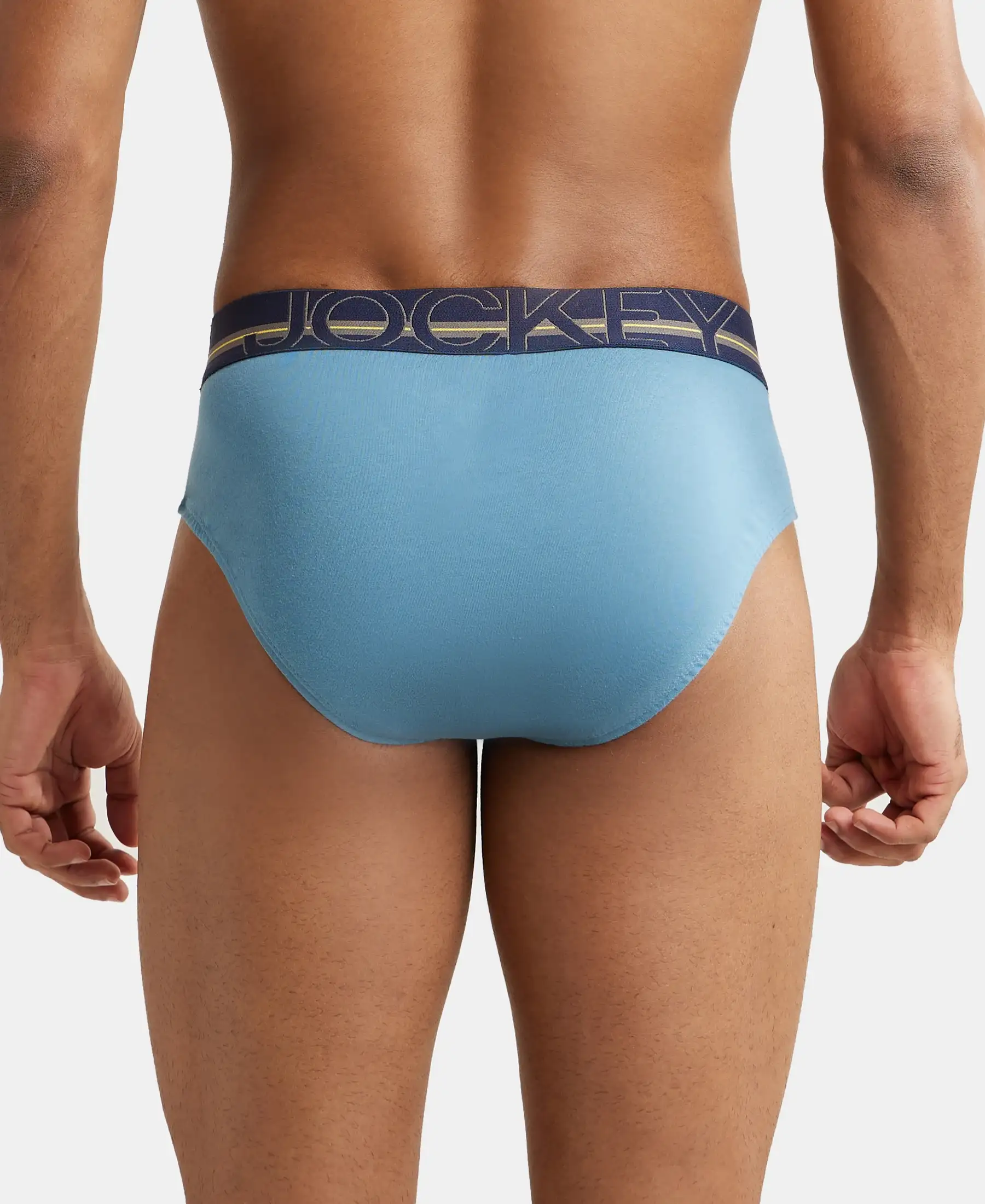Super Combed Cotton Solid Brief with Ultrasoft Waistband - Aegean Blue - Image 3