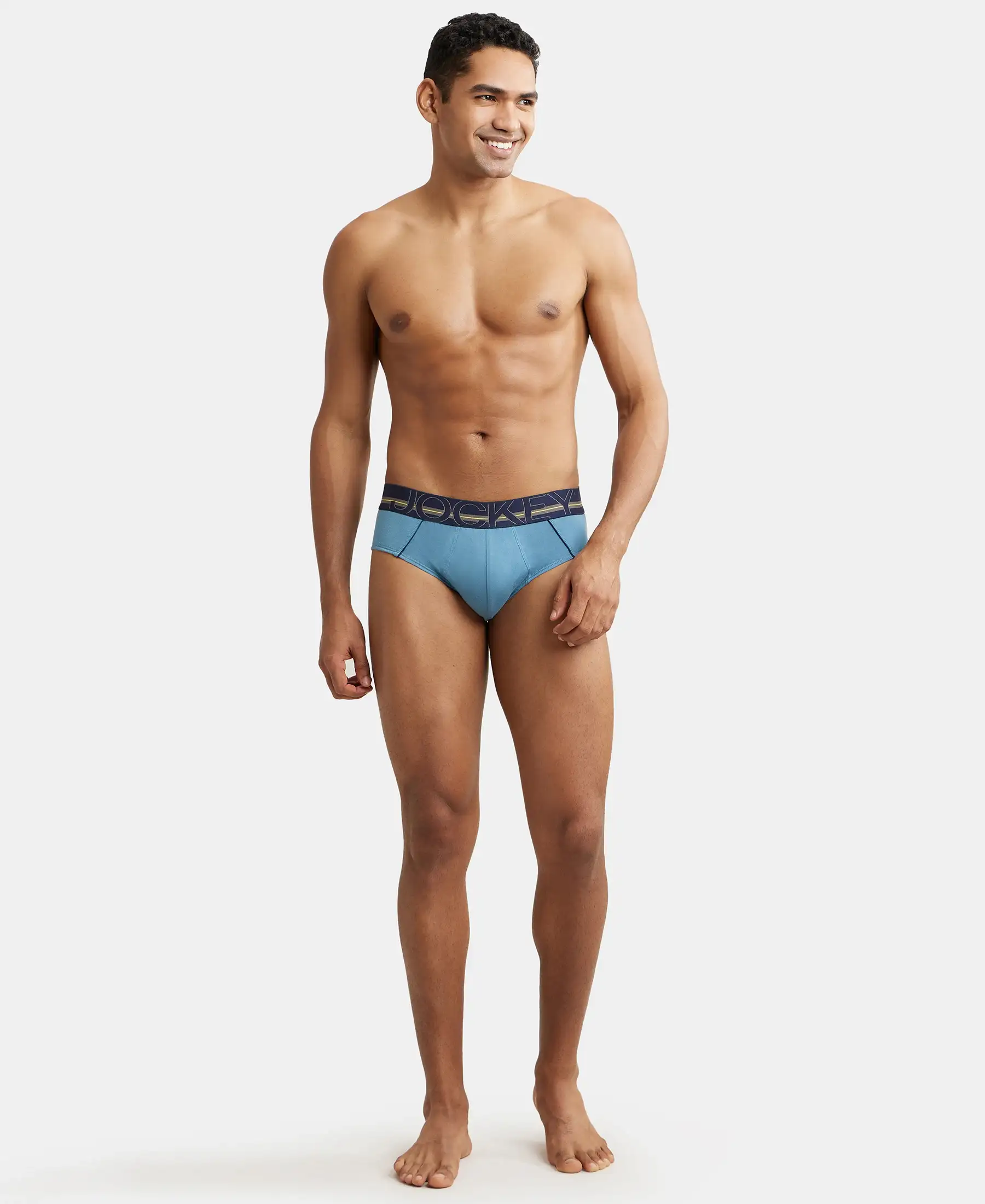 Super Combed Cotton Solid Brief with Ultrasoft Waistband - Aegean Blue - Image 4