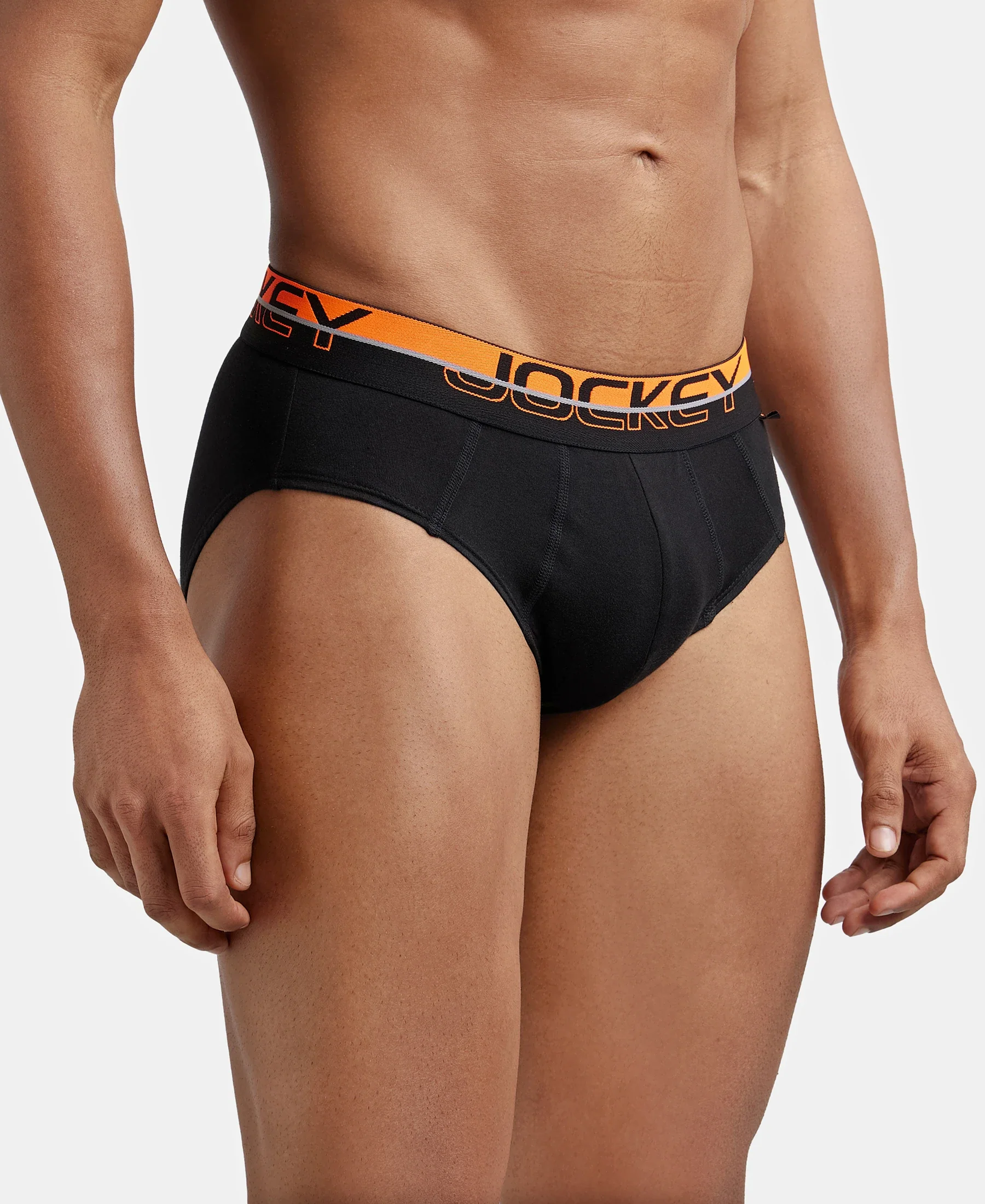 Super Combed Cotton Solid Brief with Ultrasoft Waistband - Black - Image 2