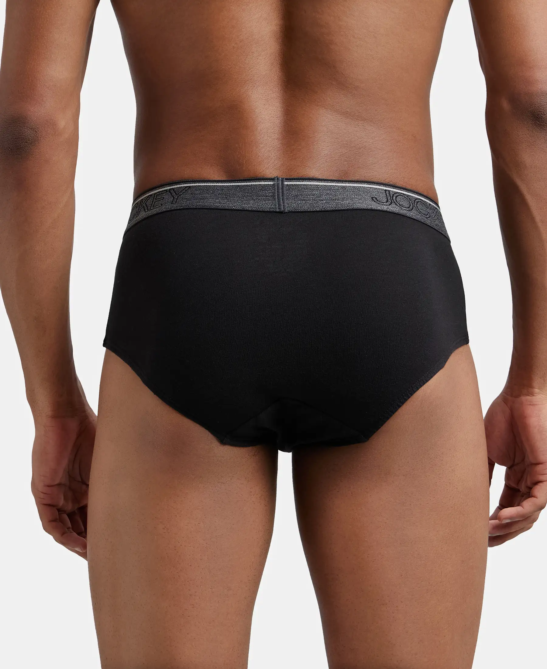 Super Combed Cotton Solid Brief with Ultrasoft Waistband - Black (Pack of 2) - Image 3