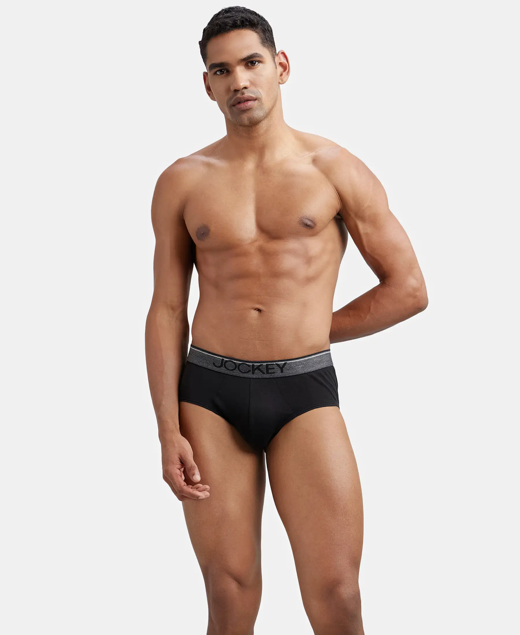 Super Combed Cotton Solid Brief with Ultrasoft Waistband - Black (Pack of 3) - Image 6