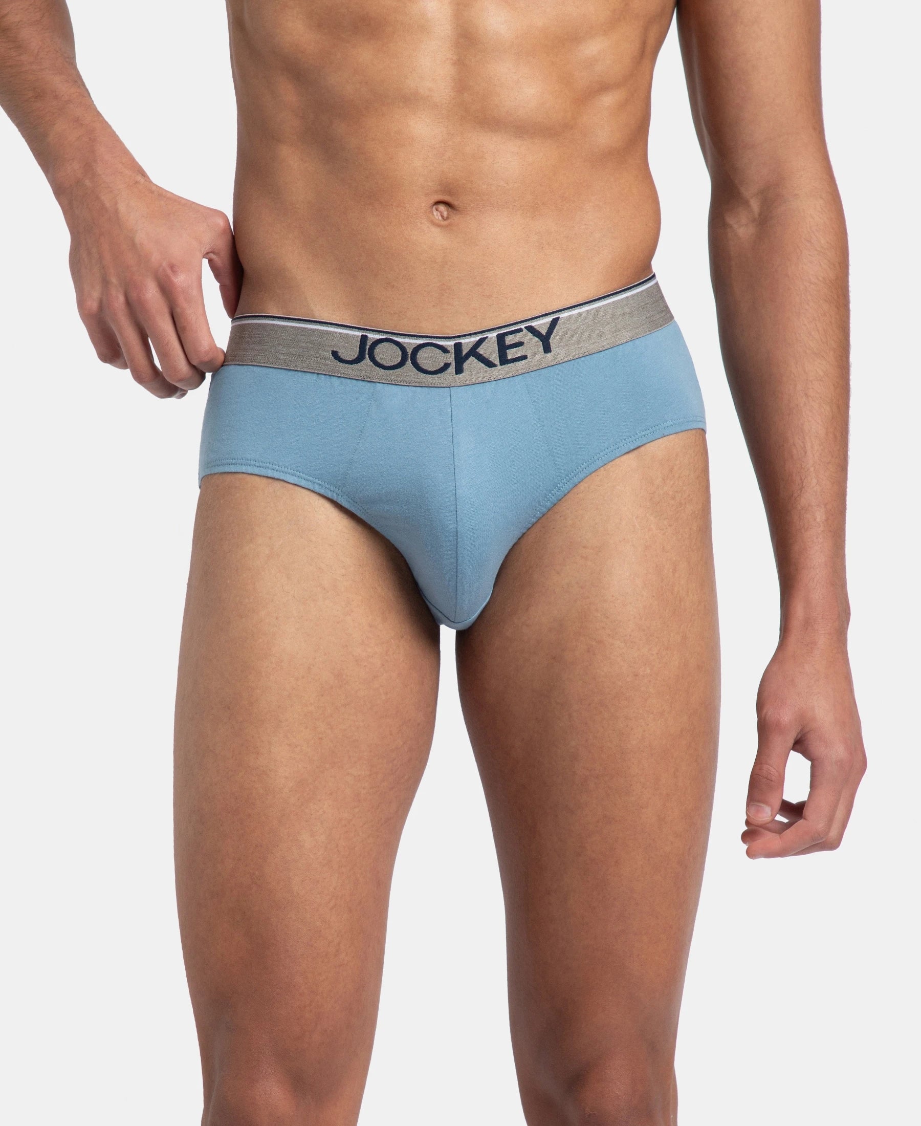 Super Combed Cotton Solid Brief with Ultrasoft Waistband - Blue Shadow (Pack of 2) - Image 2