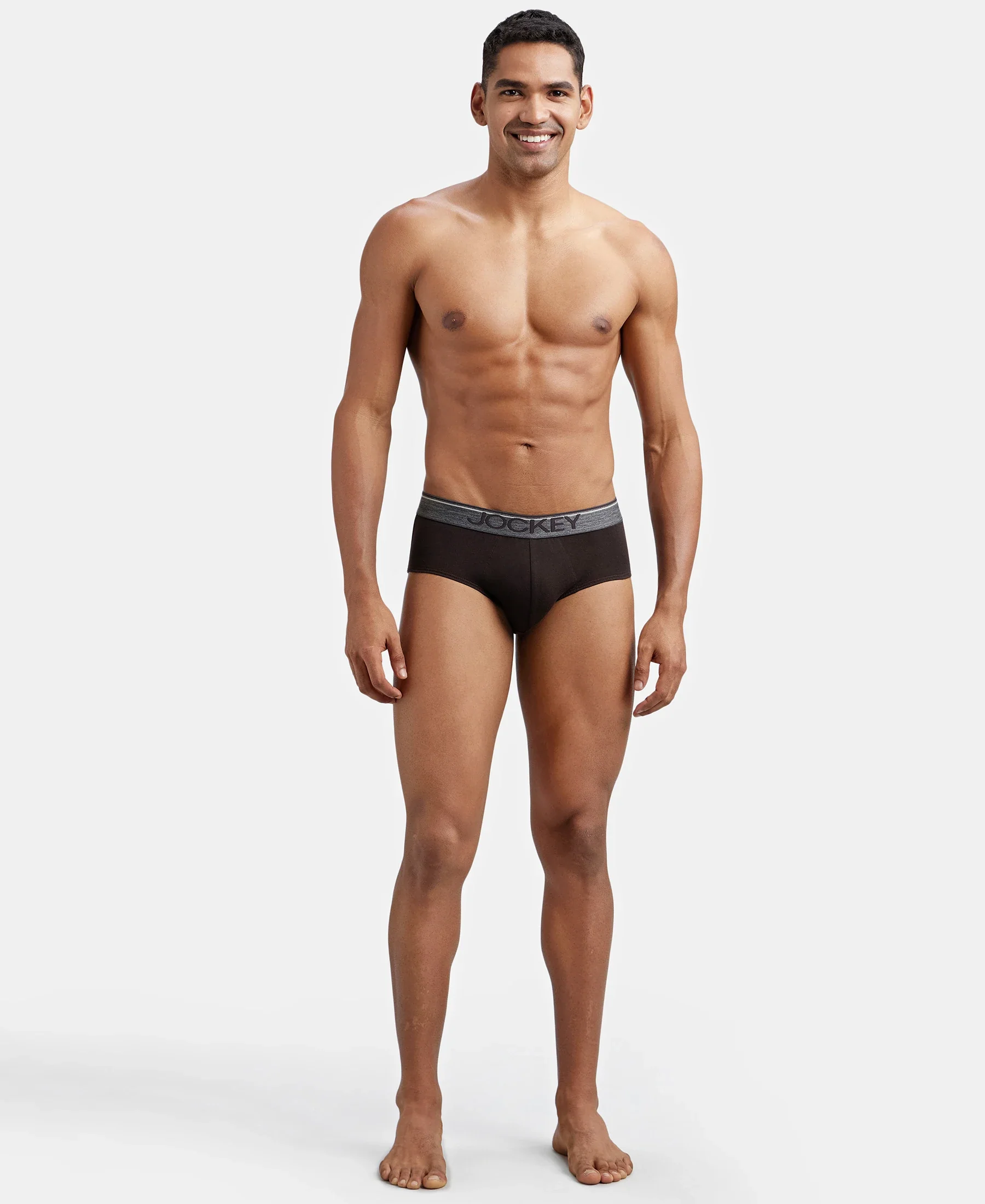 Super Combed Cotton Solid Brief with Ultrasoft Waistband - Brown - Image 4